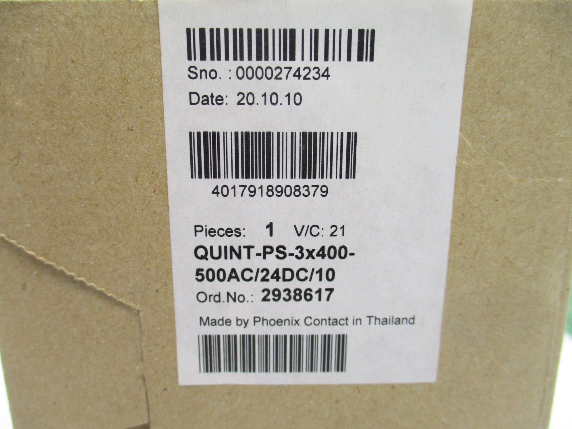 PHOENIX CONTACT QUINT-PS-3X400-500AC/24DC/10 NSMP