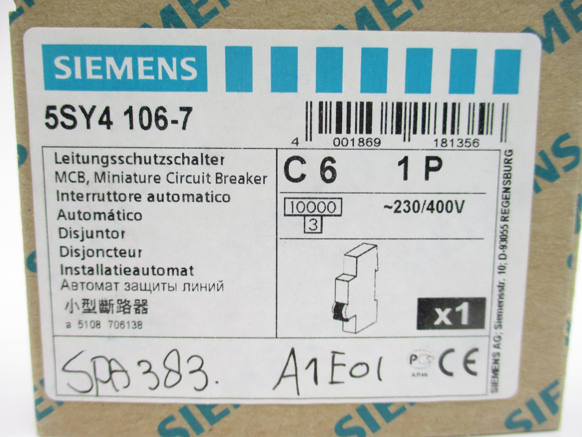 SIEMENS 5SY4106-7 6A 230/400V NSMP