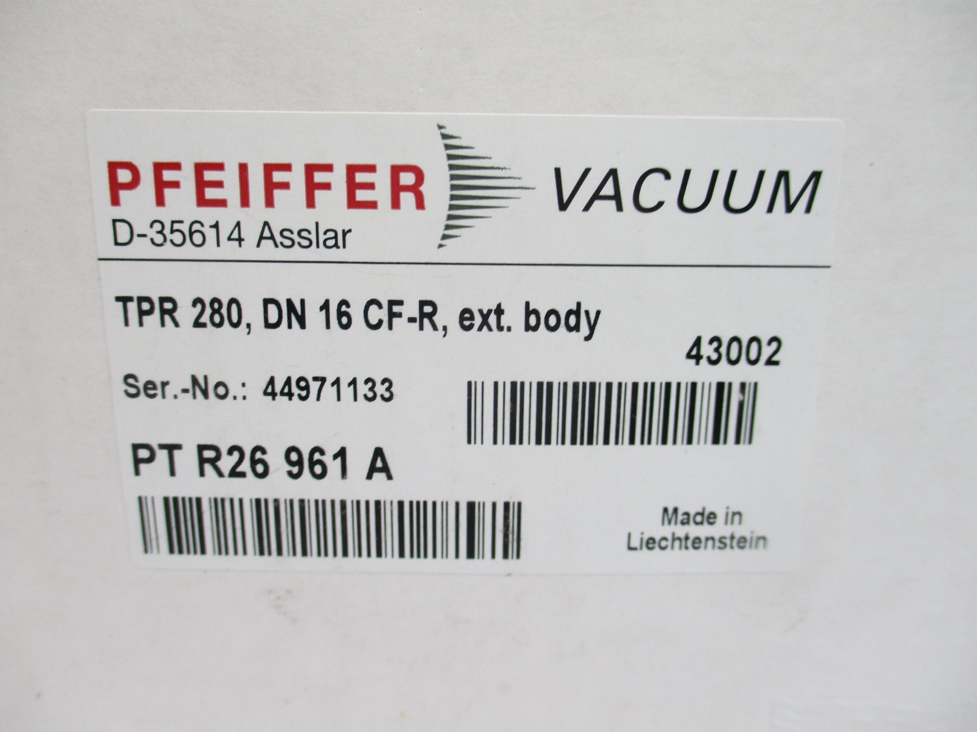 PFEIFFER VACUUM TPR280 PTR26961A NSMP