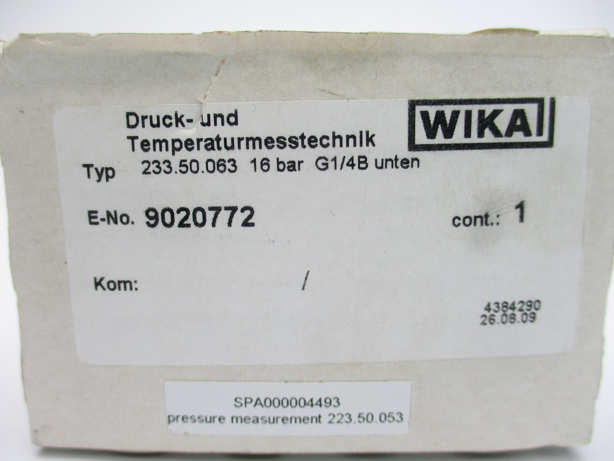 WIKA 9020772 233.50.063  NSMP