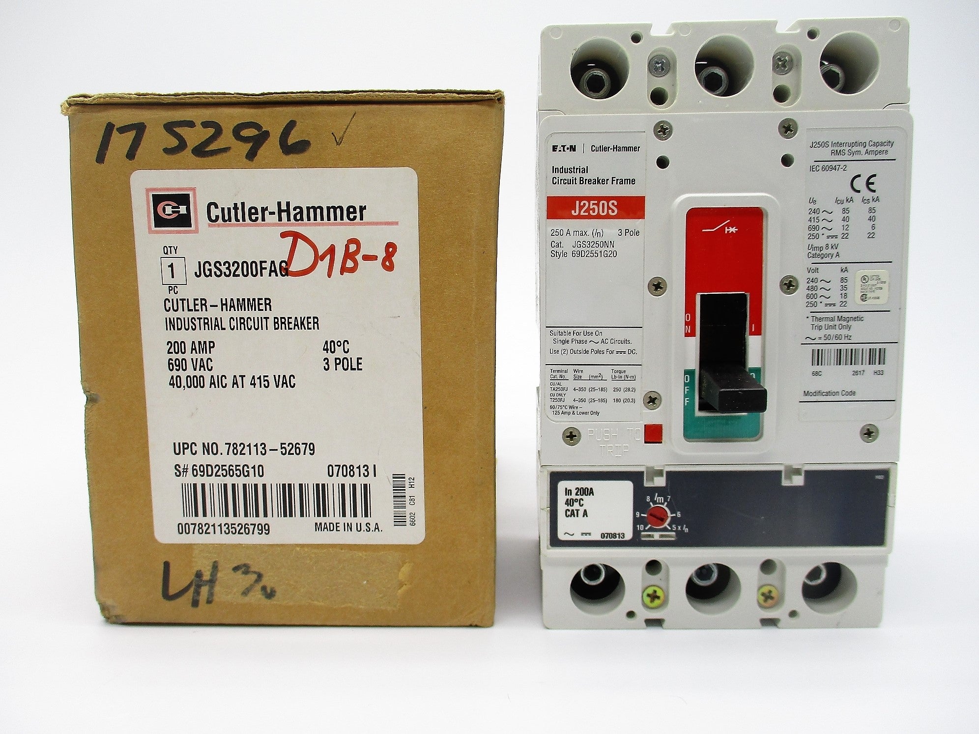 CUTLER HAMMER JGS3200FAG 200A 690VAC NSMP