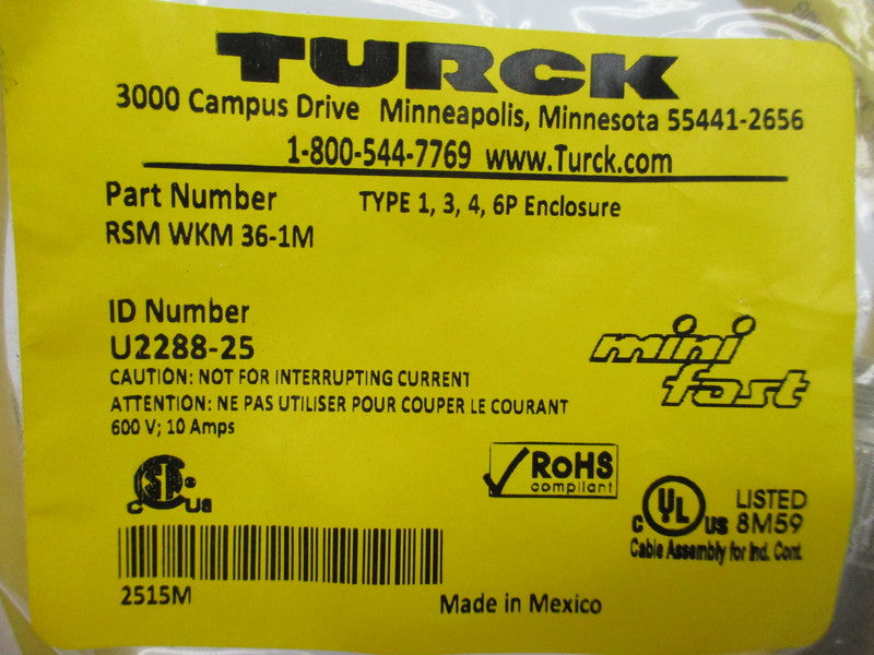 TURCK RSM WKM36-1M NSMP