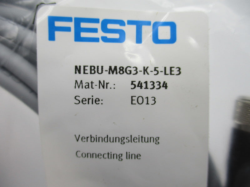FESTO NEBU-M8G3-K-5-LE3 541334 CABLE CONNECTOR * NEW IN FACTORY BAG *