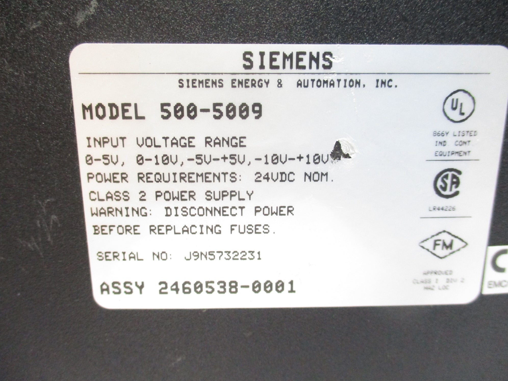 SIEMENS 500-5009 24VDC UNMP