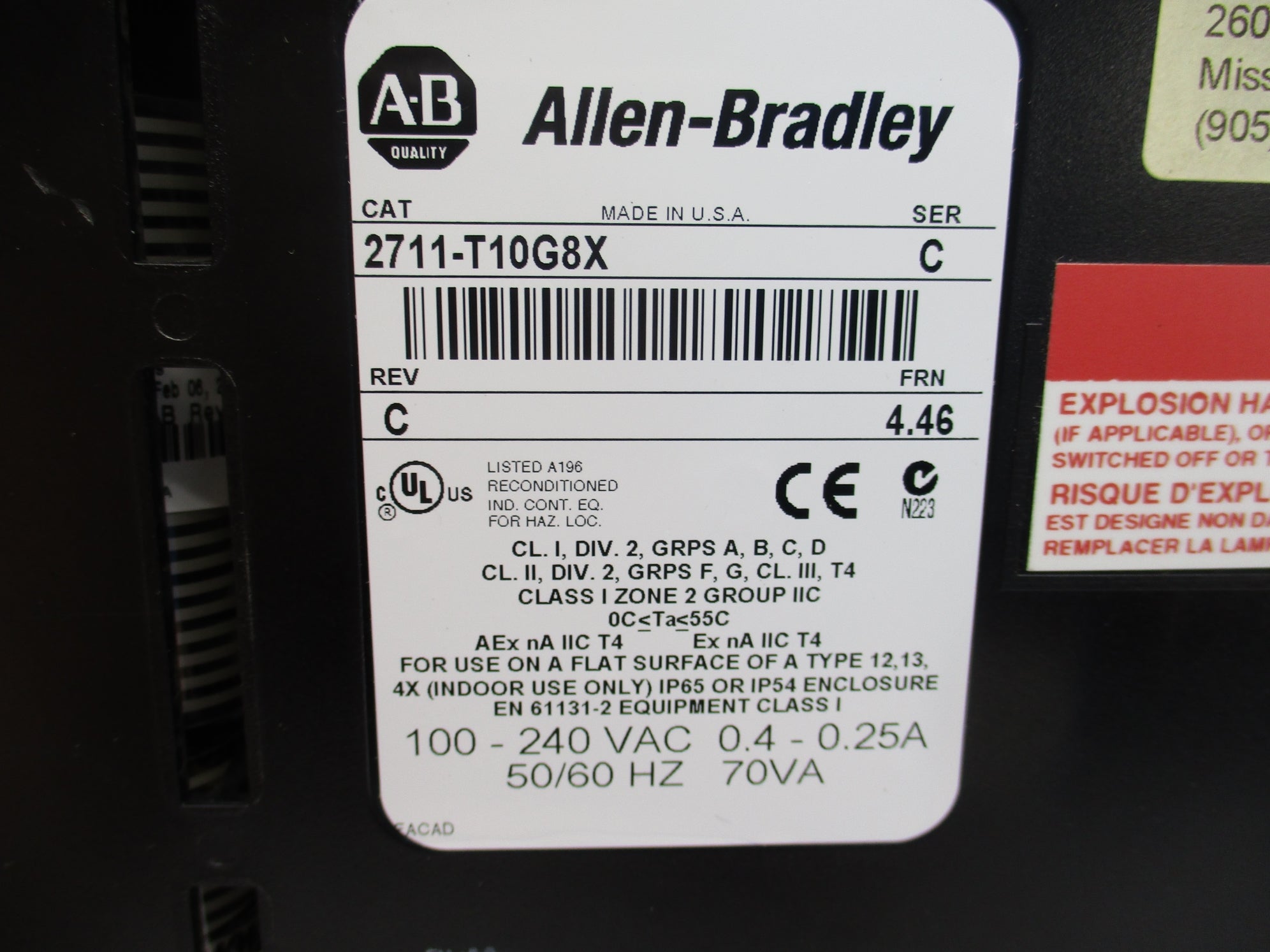 INDUSTRIAL SPARE PART 2711-T10G8X SER. C REV. C F/W 4.46 NSNP