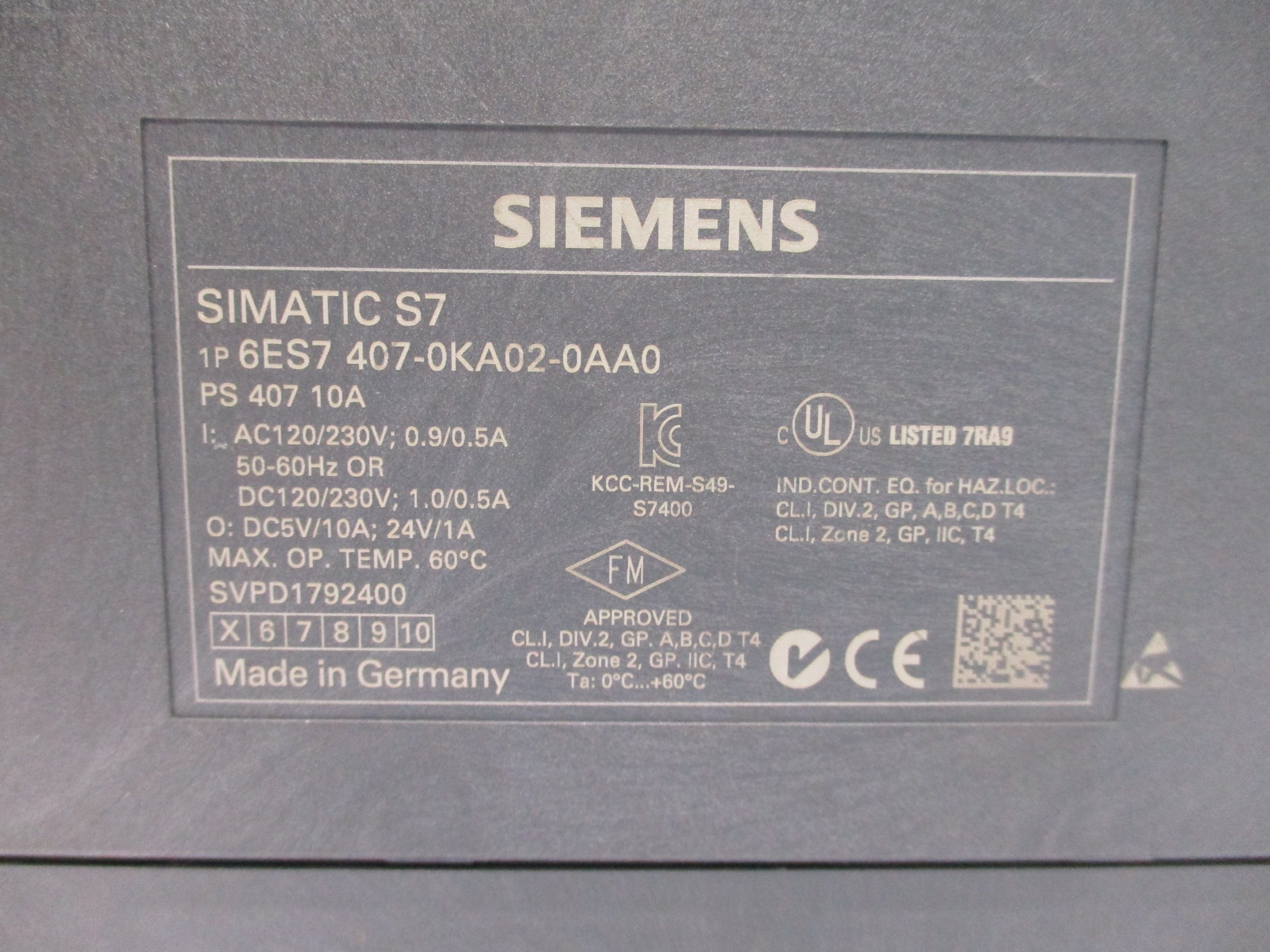 SIEMENS 6ES7407-0KA02-0AA0 UNMP