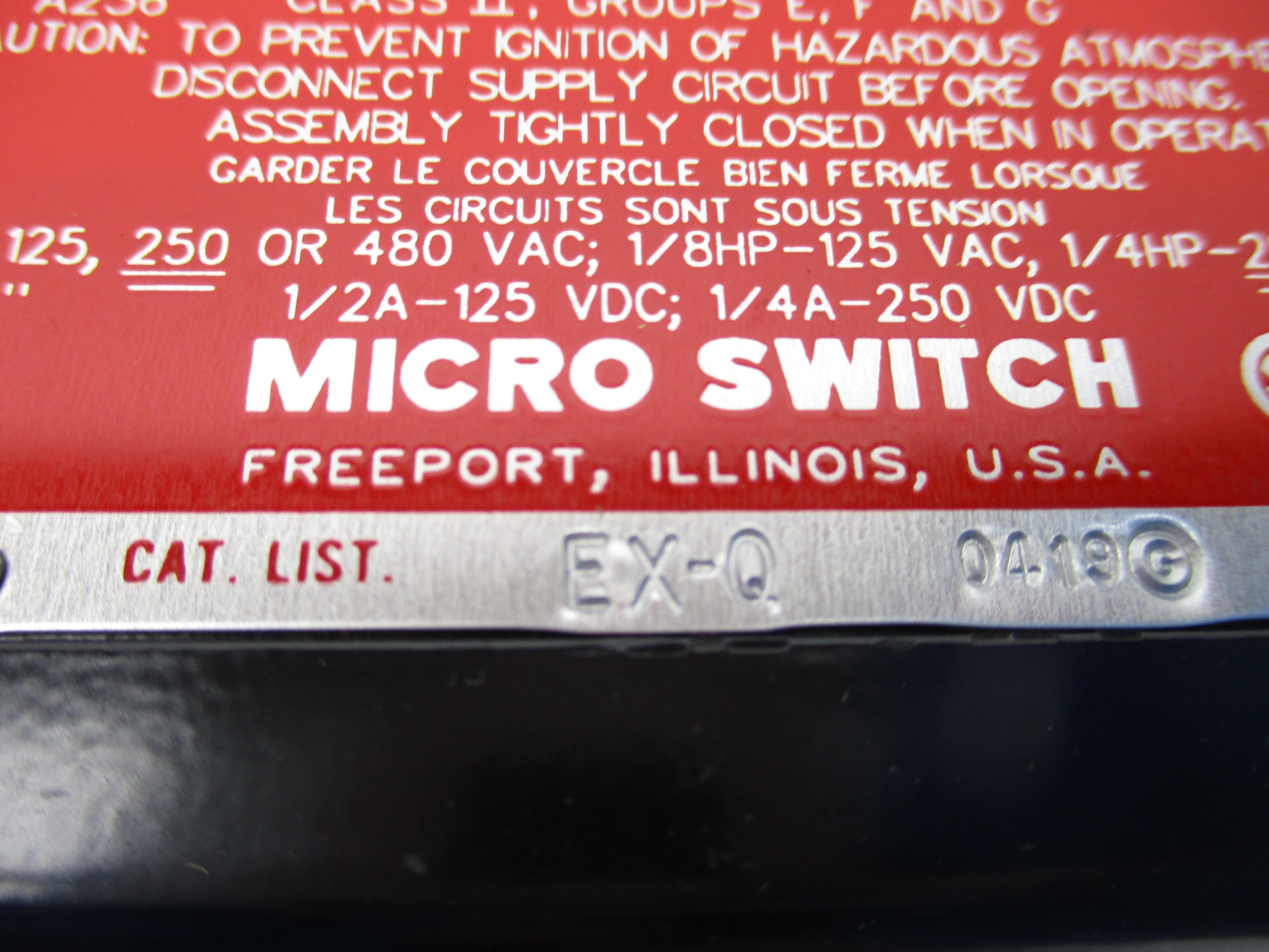 MICRO SWITCH EX-Q 480VAC 15A UNMP