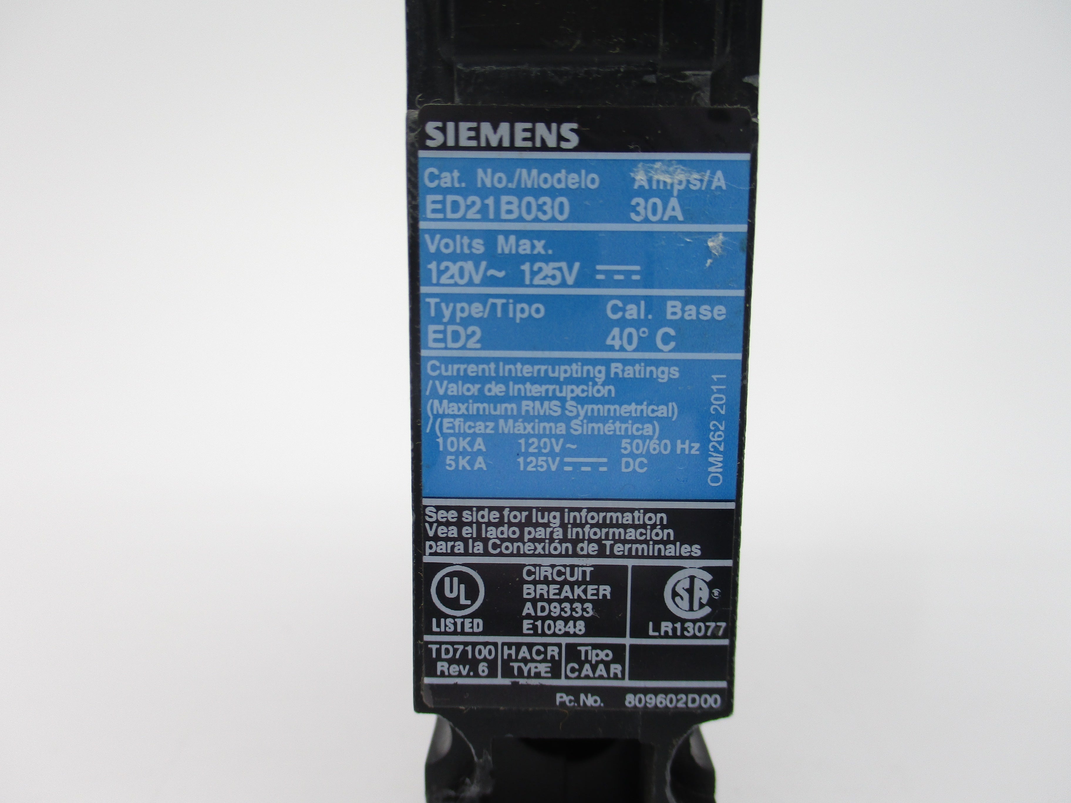 SIEMENS ED21B030 30A 120V (AS PICTURED) NSNP