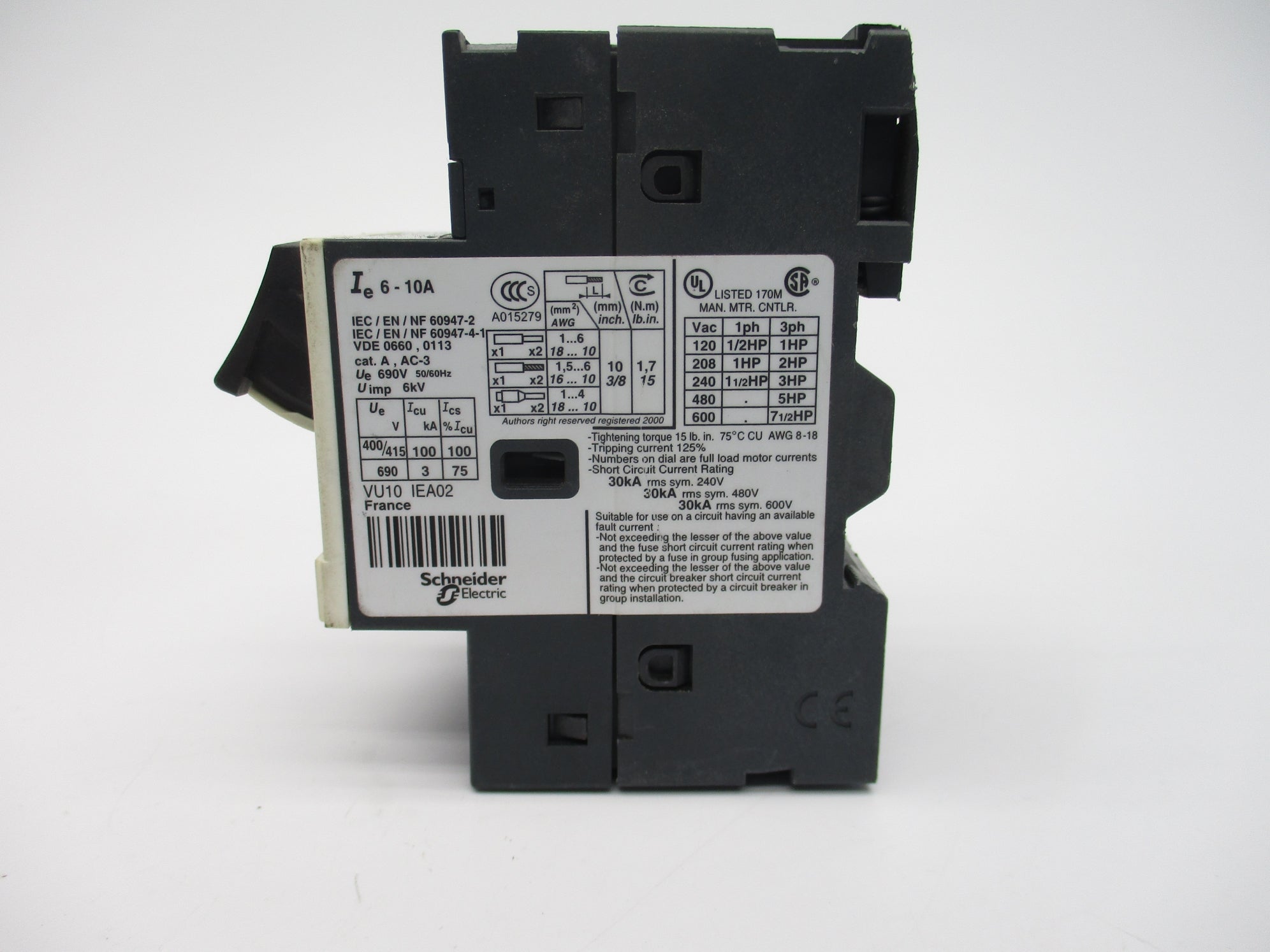 TELEMECANIQUE GV2ME14 6-10A UNMP