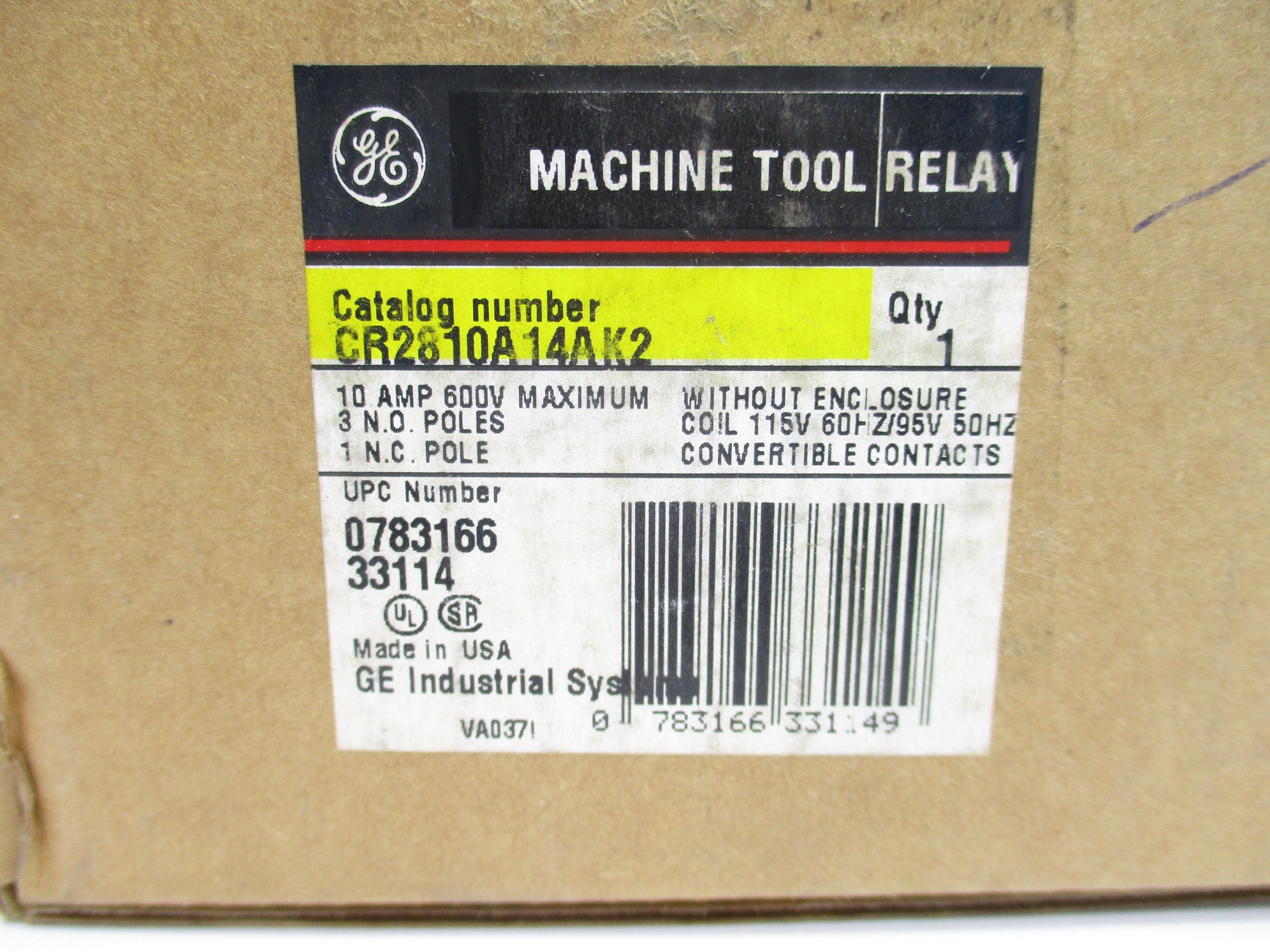 GENERAL ELECTRIC CR2810A14AK2 10A 115/60 95/50 NSMP