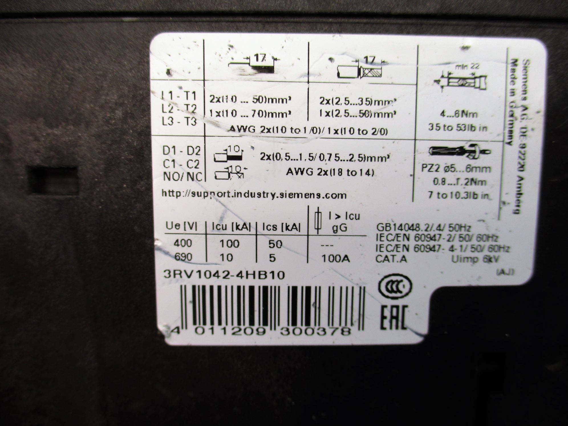 SIEMENS 3RV1042-4HB10 36-50A NSNP