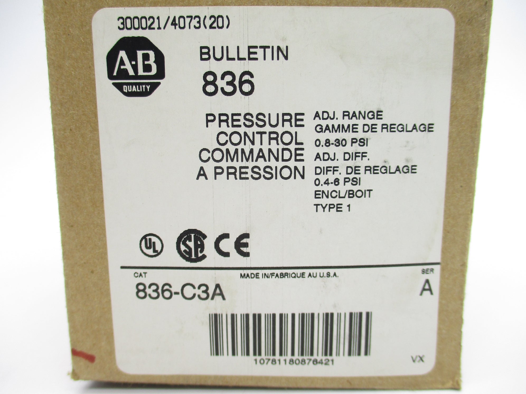 ALLEN BRADLEY 836-C3A SER. A NSMP