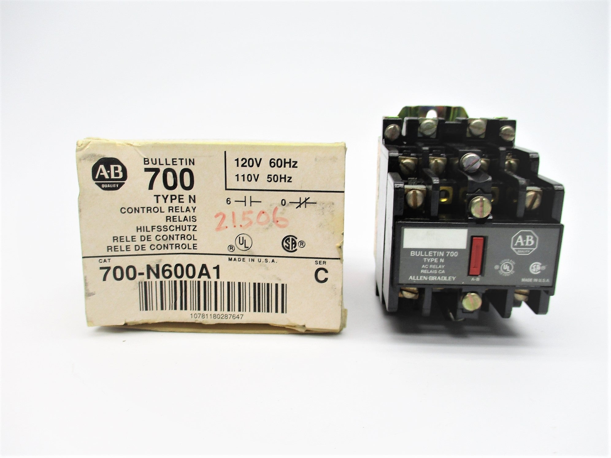 ALLEN BRADLEY 700-N600A1 SER. C 120/110V (WH) NSMP