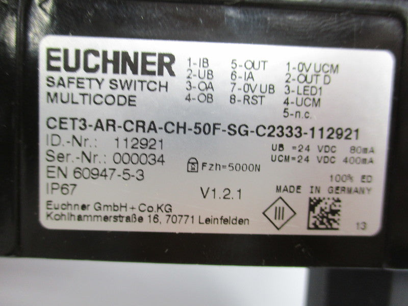 EUCHNER CET3-AR-CRA-CH-50F-SG-C2333-112921 NSNP
