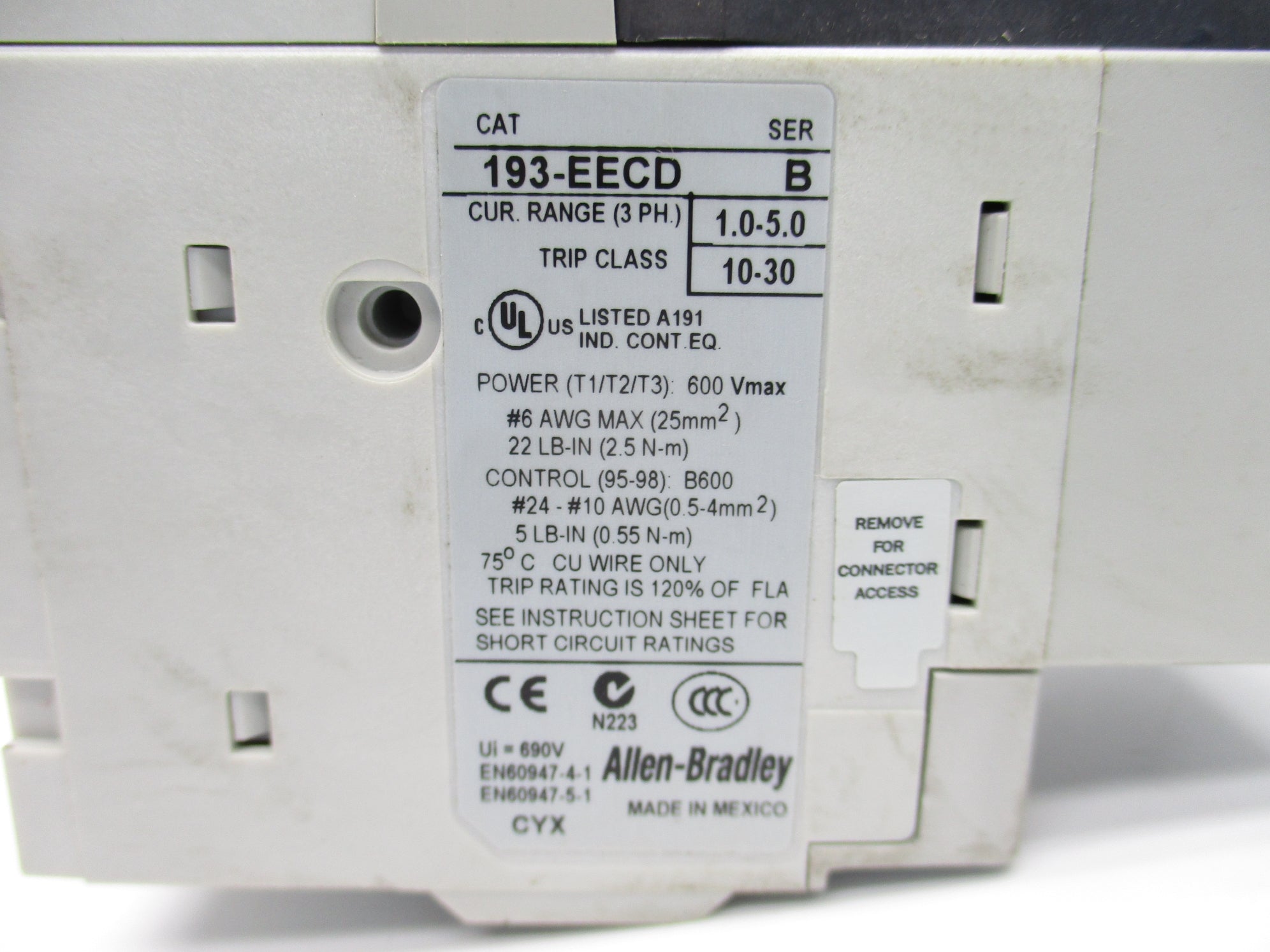 ALLEN BRADLEY 193-EECD SER. B 1-5A 600V  UNMP