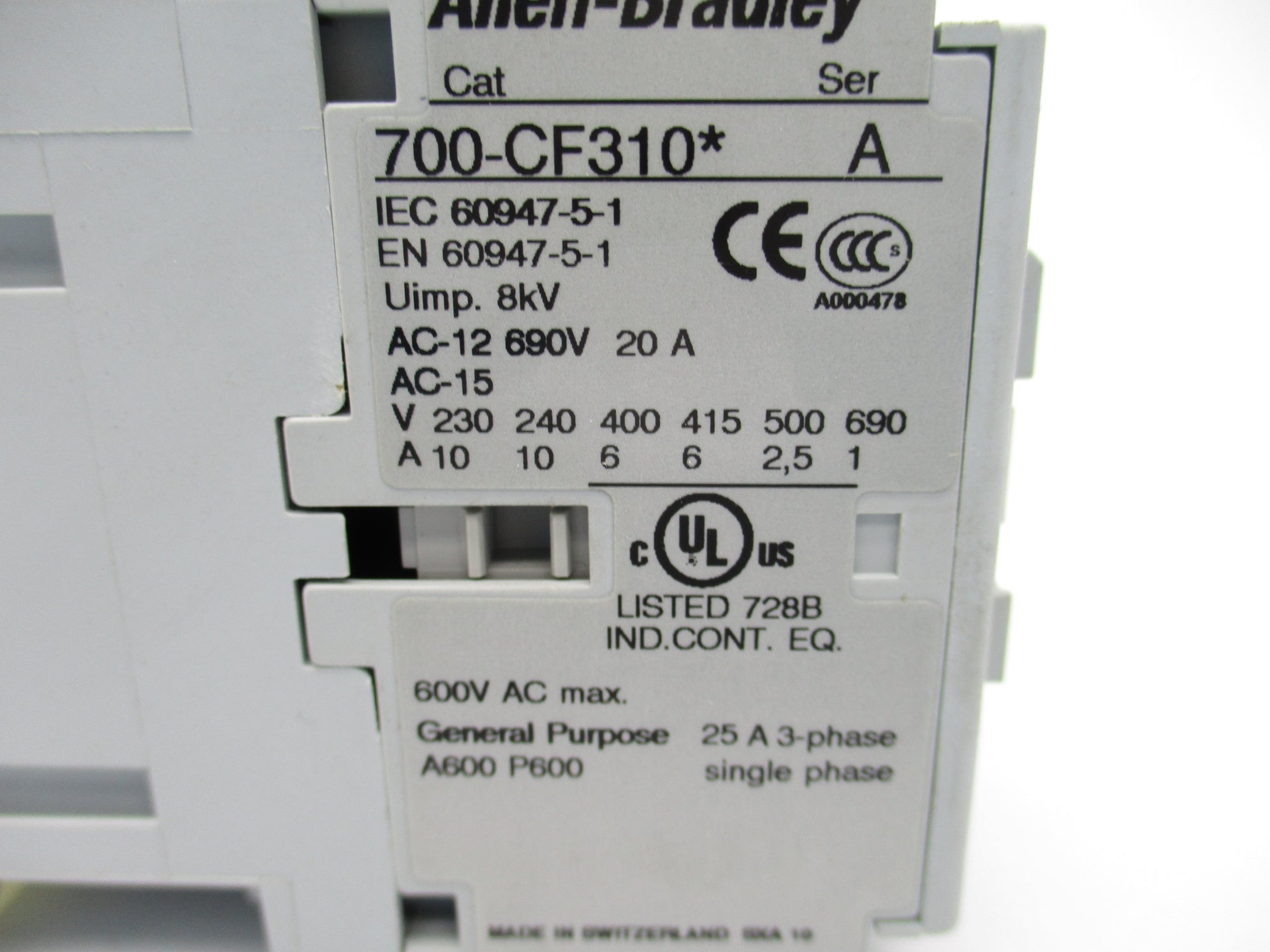 ALLEN BRADLEY 700-CF310D SER. A 110V NSNP