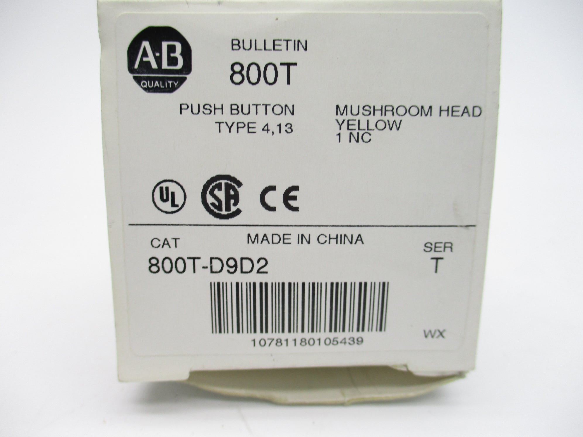ALLEN BRADLEY 800T-D9D2 SER. T (WH) NSMP