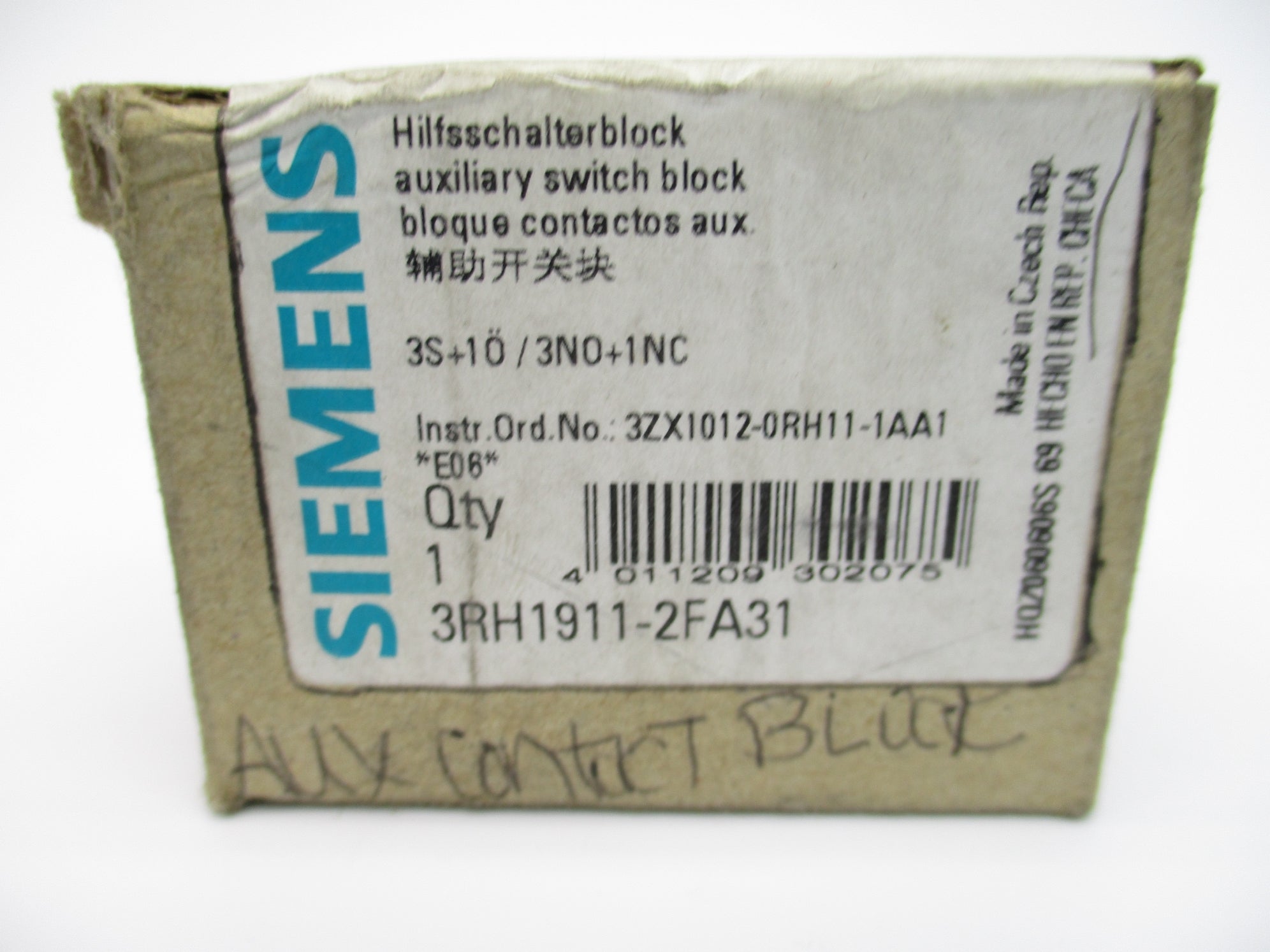 SIEMENS 3RH1911-2FA31 240V 10A NSMP