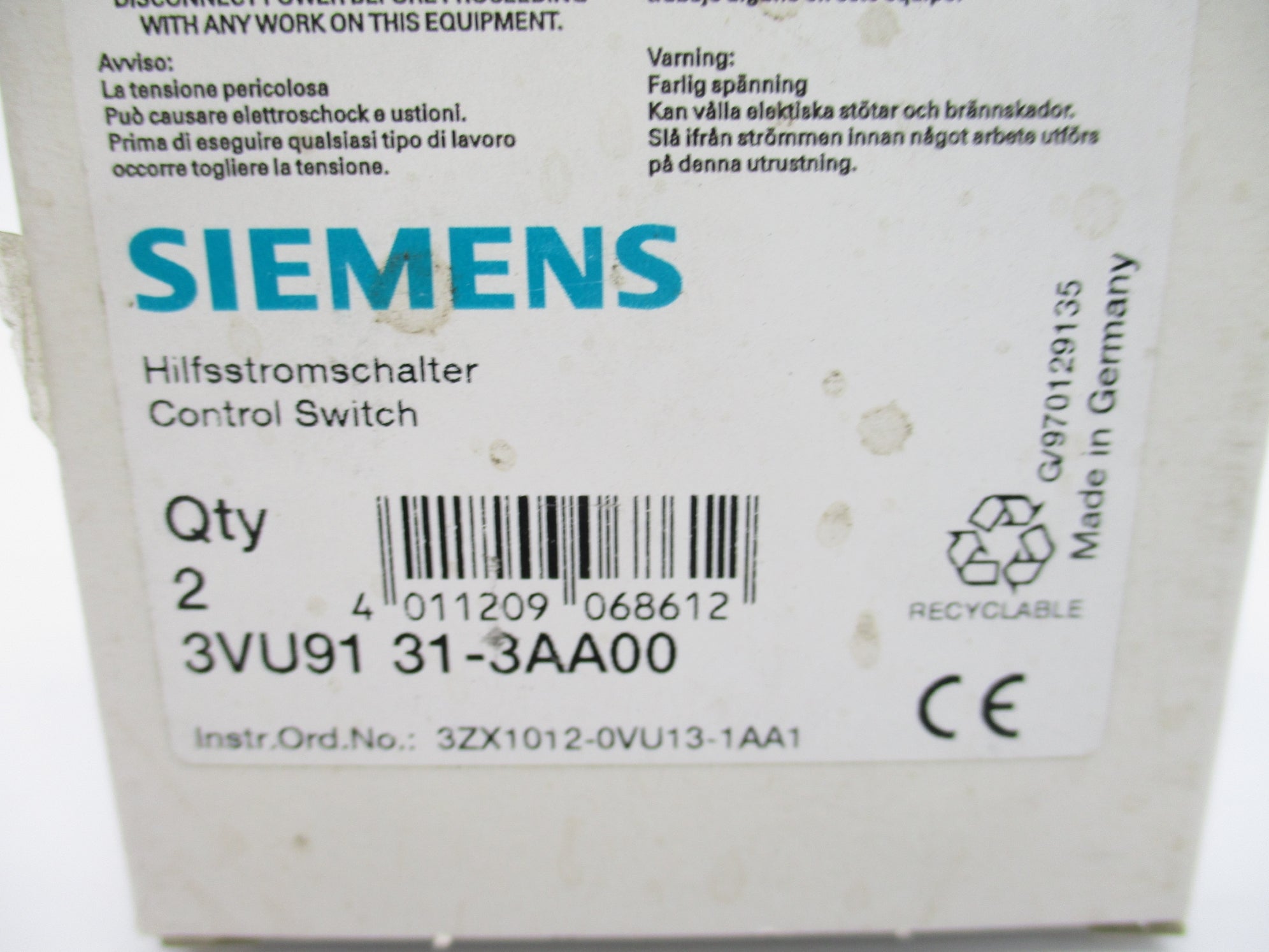 SIEMENS 3VU9131-3AA00 (PKG OF 2) NSMP