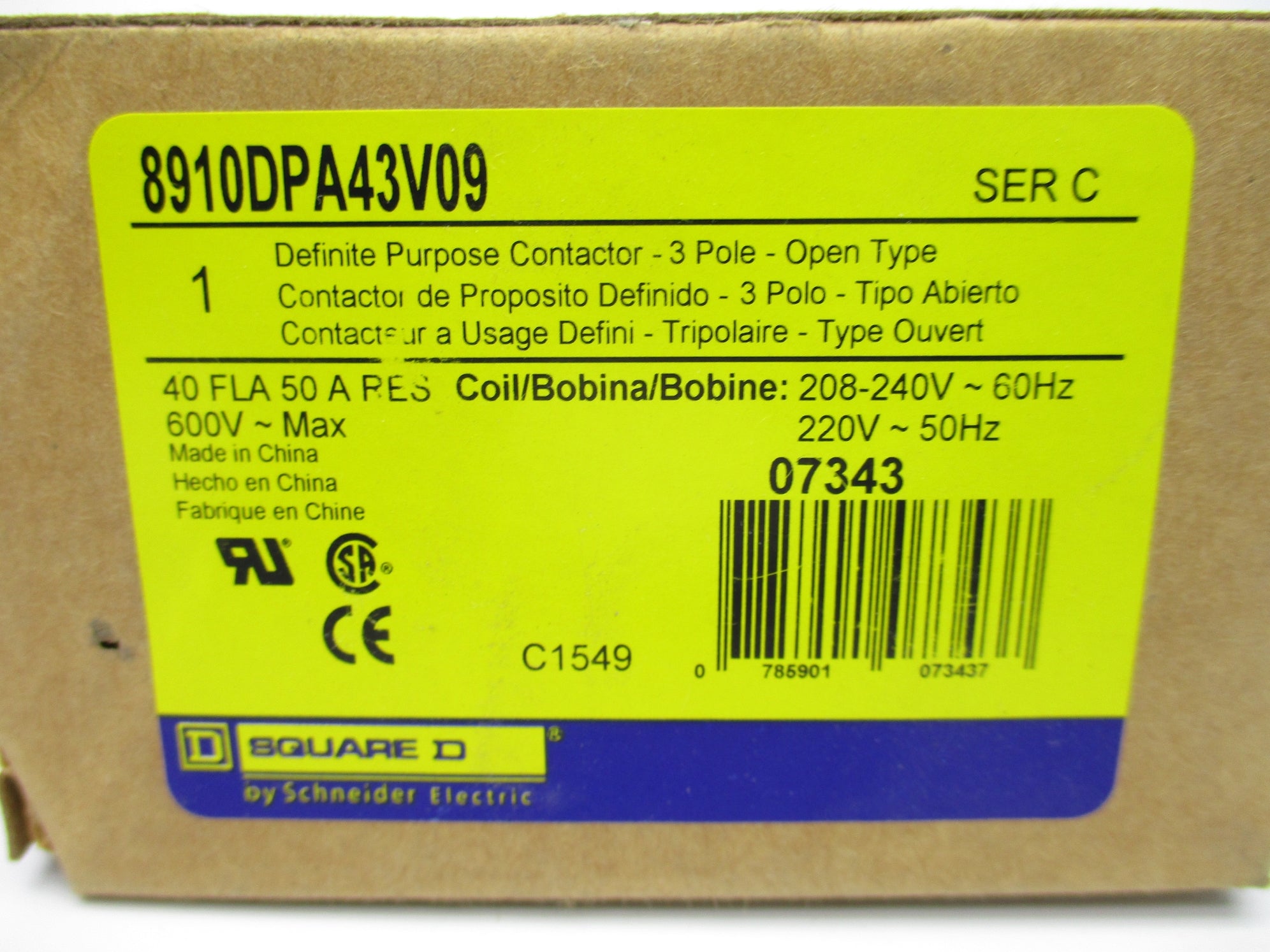 SQUARE D 8910DPA43V09 SER. C 208-240/220V  NSMP