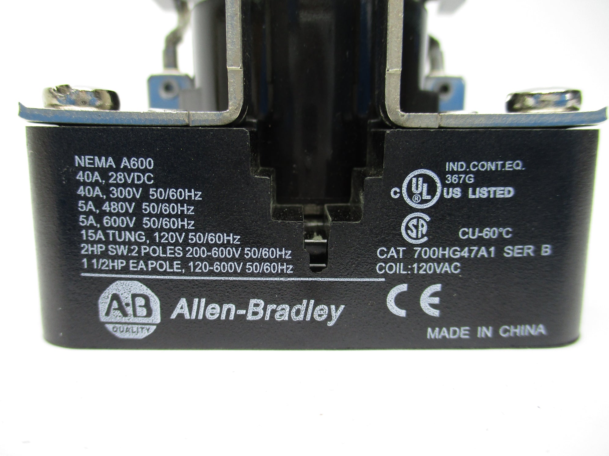 ALLEN BRADLEY 700-HG47A1 SER. B 40A 120V (WH) NSMP