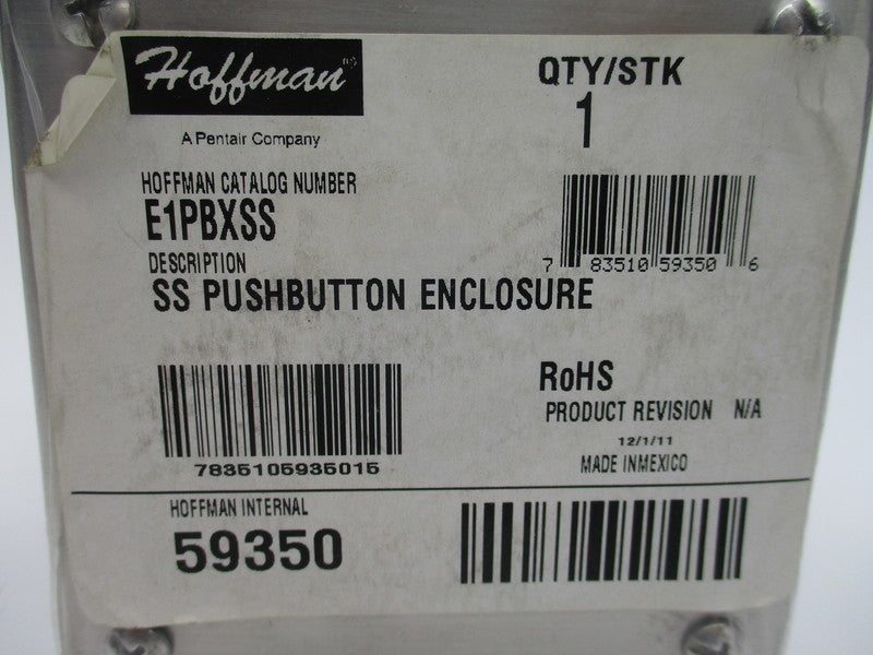 HOFFMAN E1PBXSS PUSHBUTTON ENCLOSURE * NEW IN ORIGINAL PACKAGE *