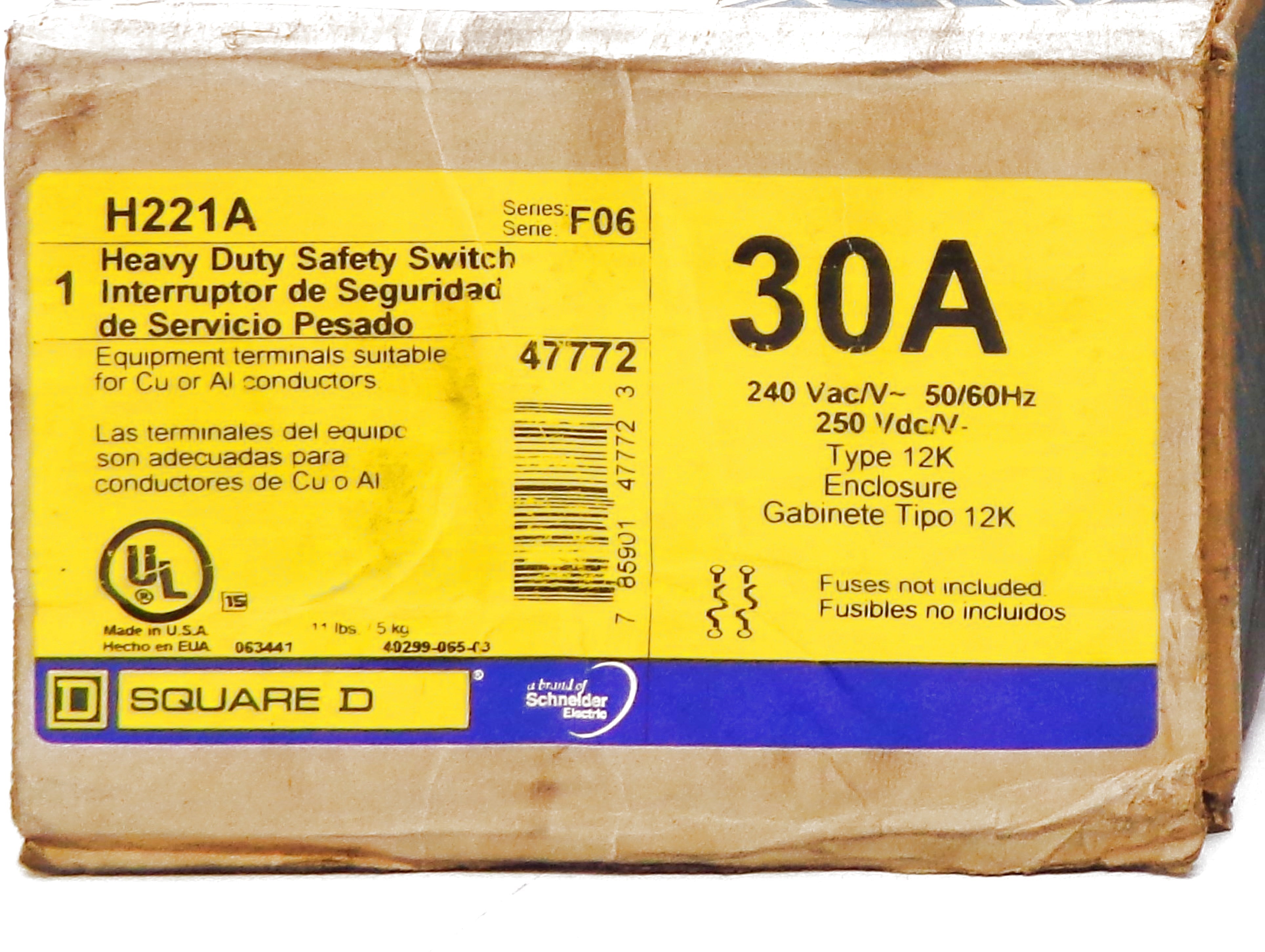 SQUARE D H221A SER. F06 250VDC 30A NSMP