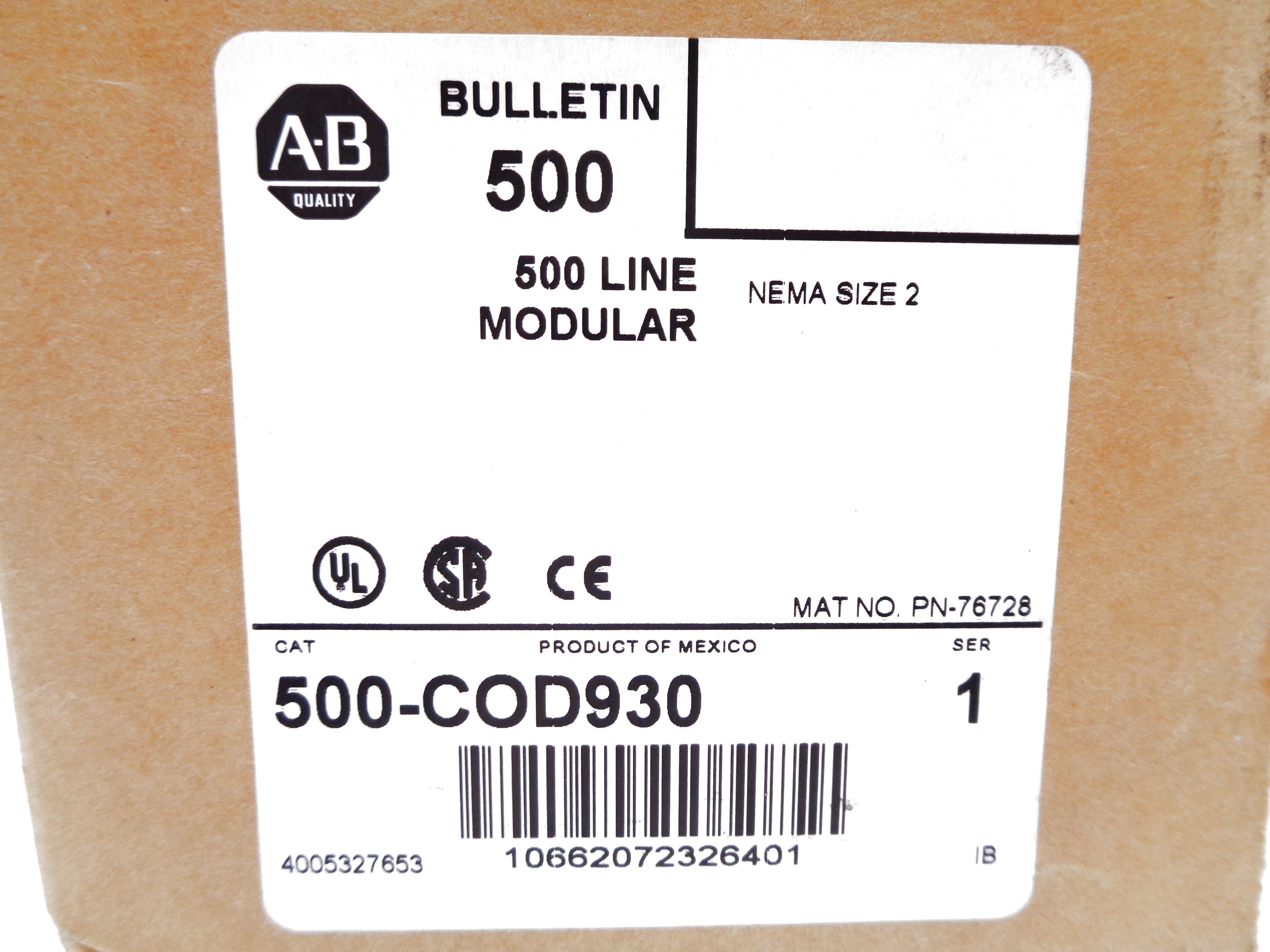 INDUSTRIAL SPARE PART 500-COD930 SER. 1 110/115-120V 45A (BR/WH) NSMP