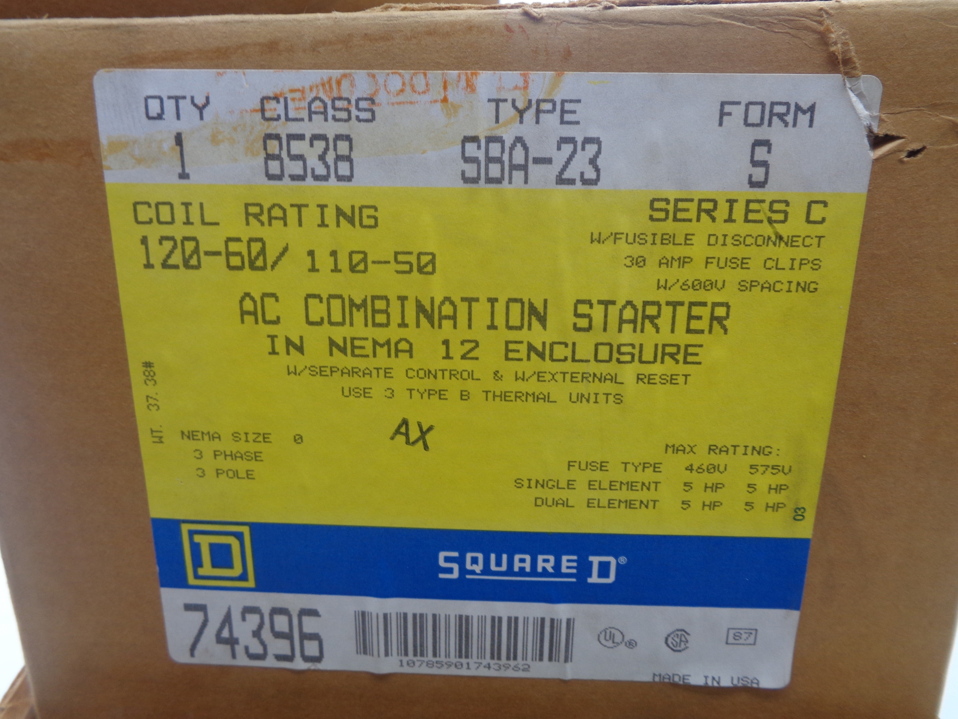 SQUARE D 8538SBA-23S SER. C NSMP