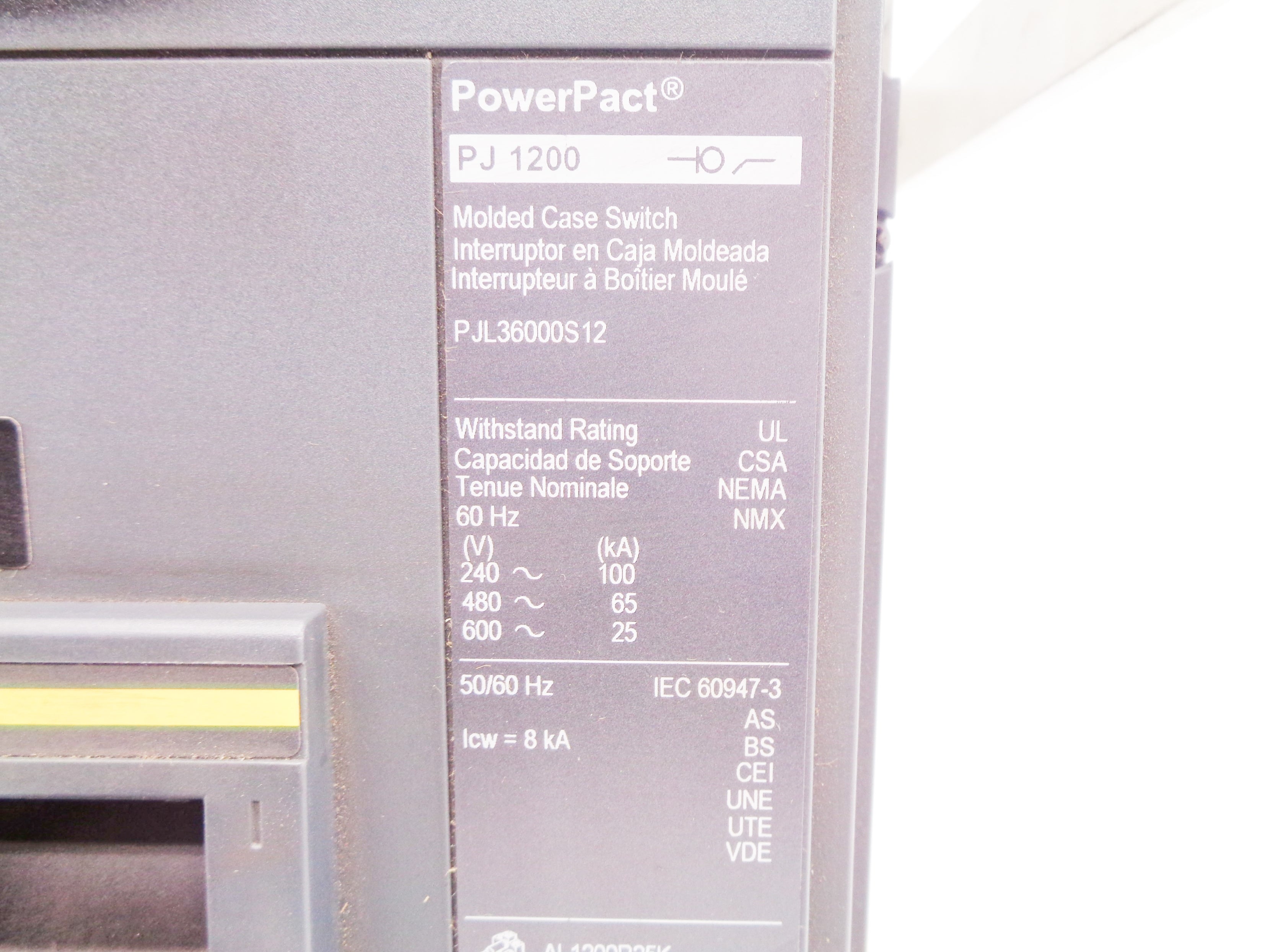 SQUARE D PJL36000S12 1200A 600V UNMP