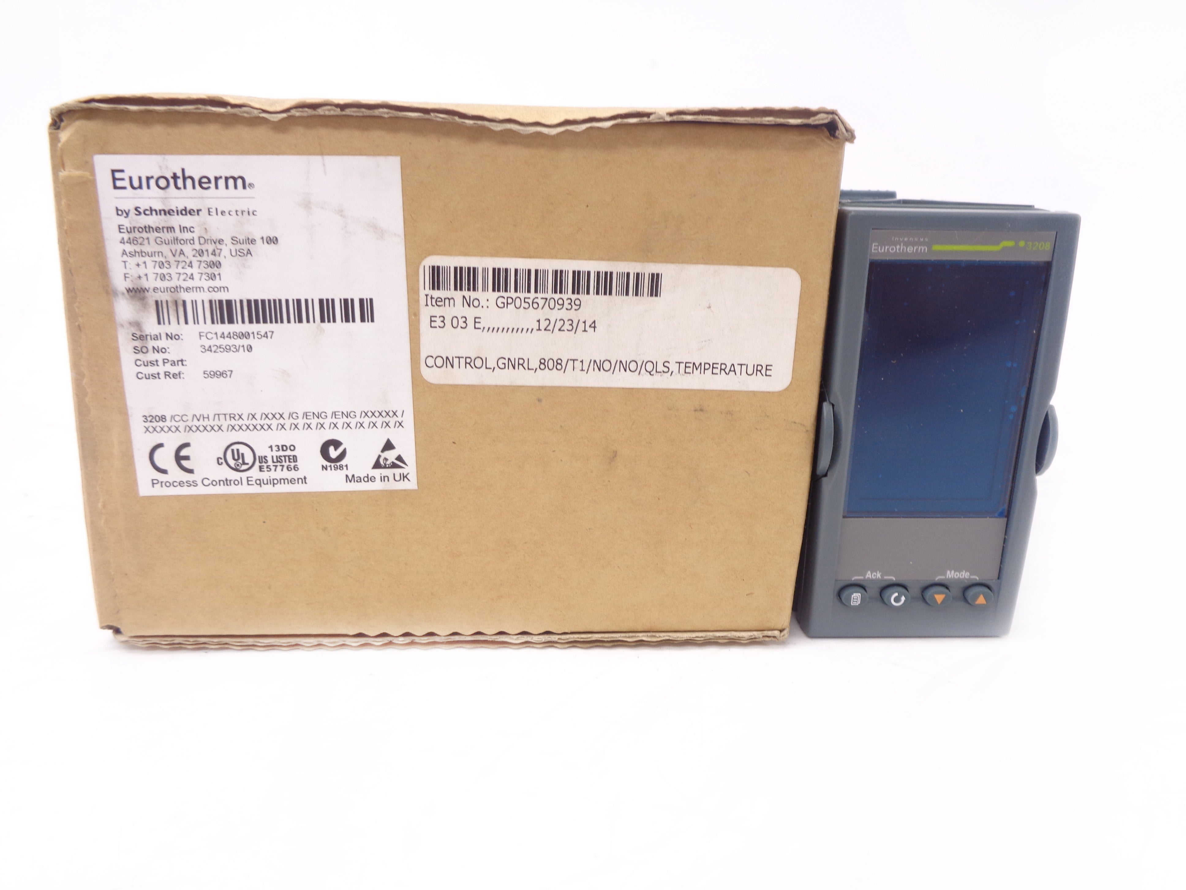 EUROTHERM 3208/CC/VH/TTRX/X/XXX/G/ENG NSMP