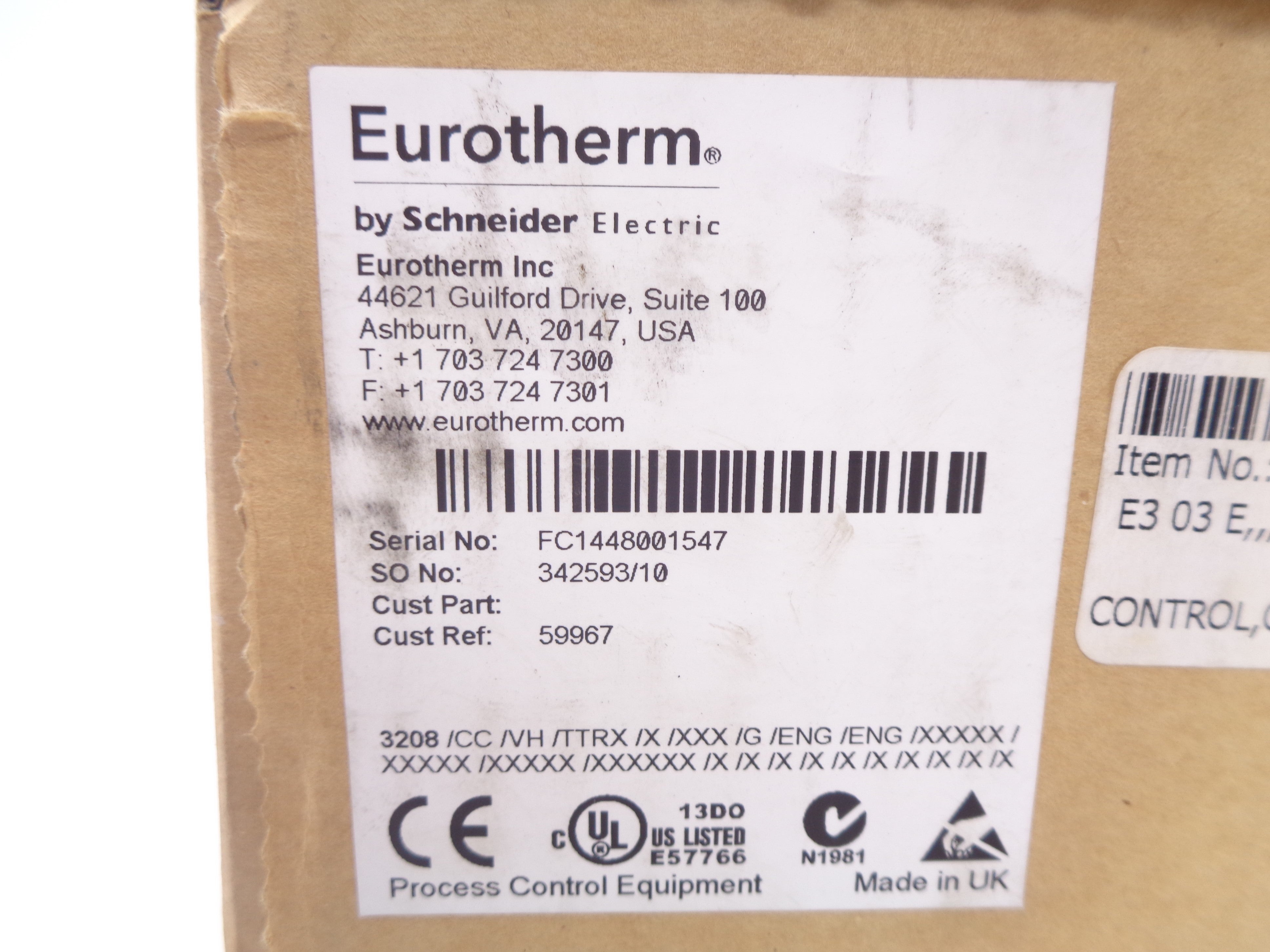 EUROTHERM 3208/CC/VH/TTRX/X/XXX/G/ENG NSMP