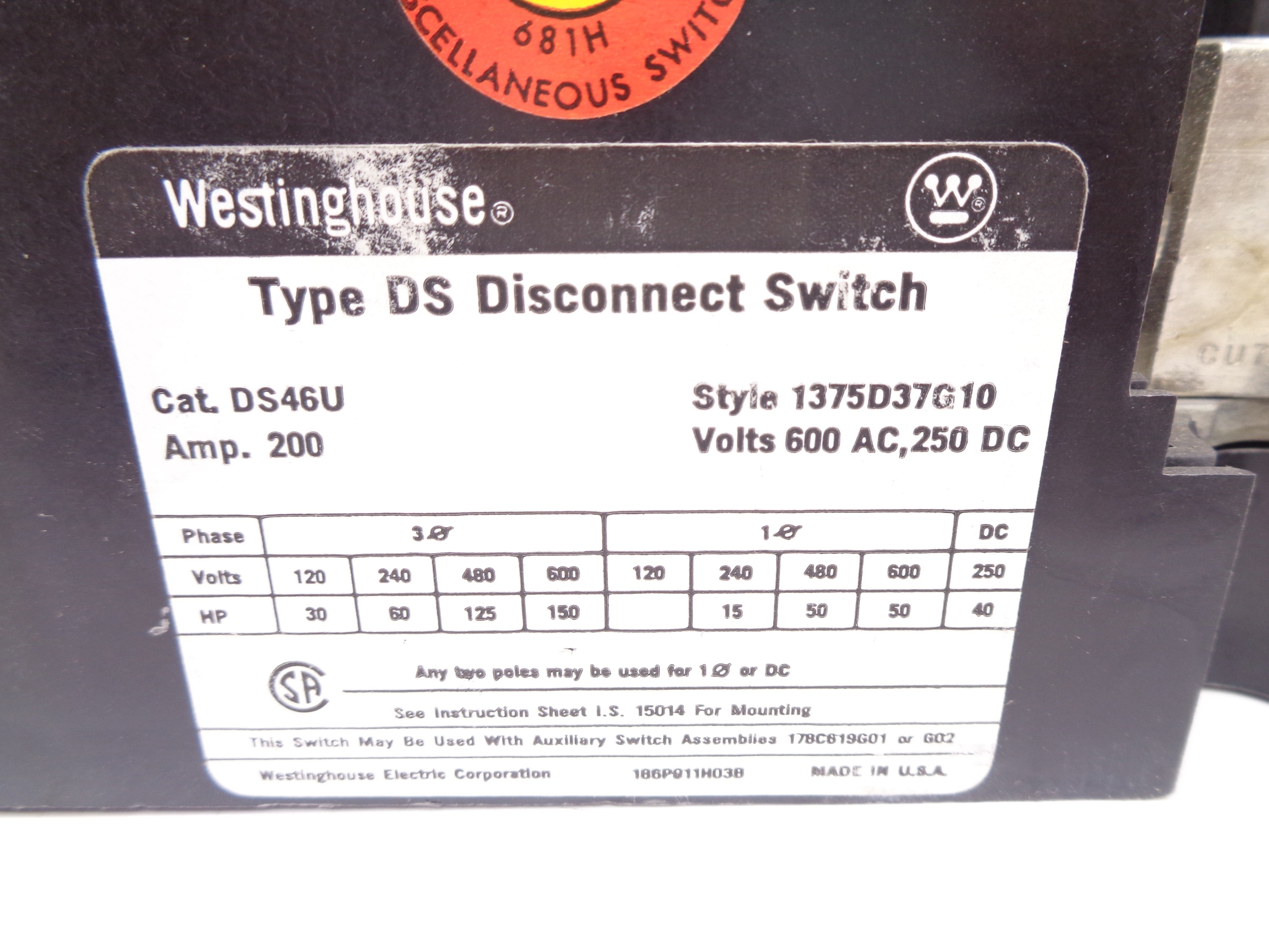 WESTINGHOUSE 1375D37G10 NSNP