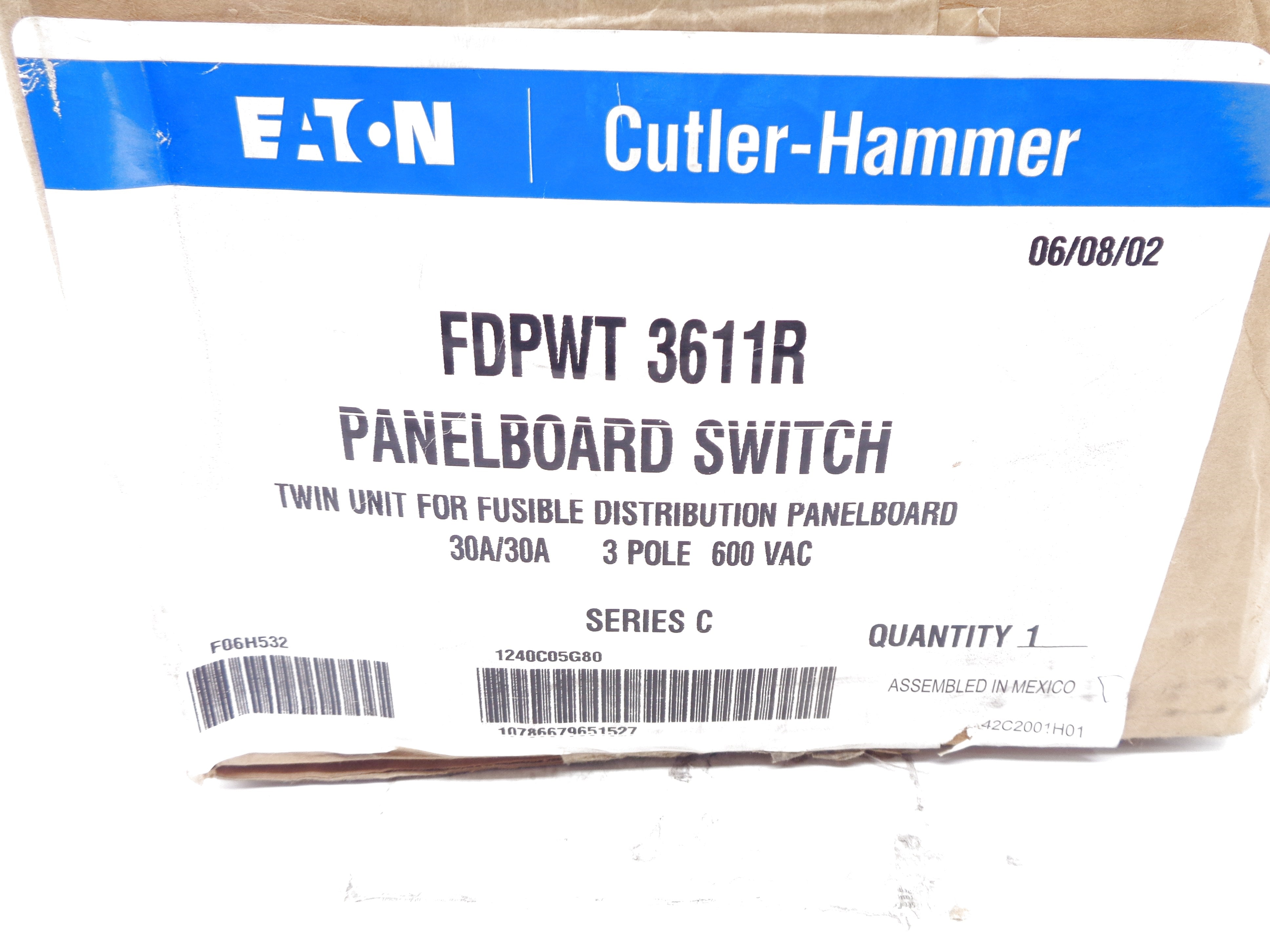 CUTLER HAMMER FDPWT3611R SER. C NSMP