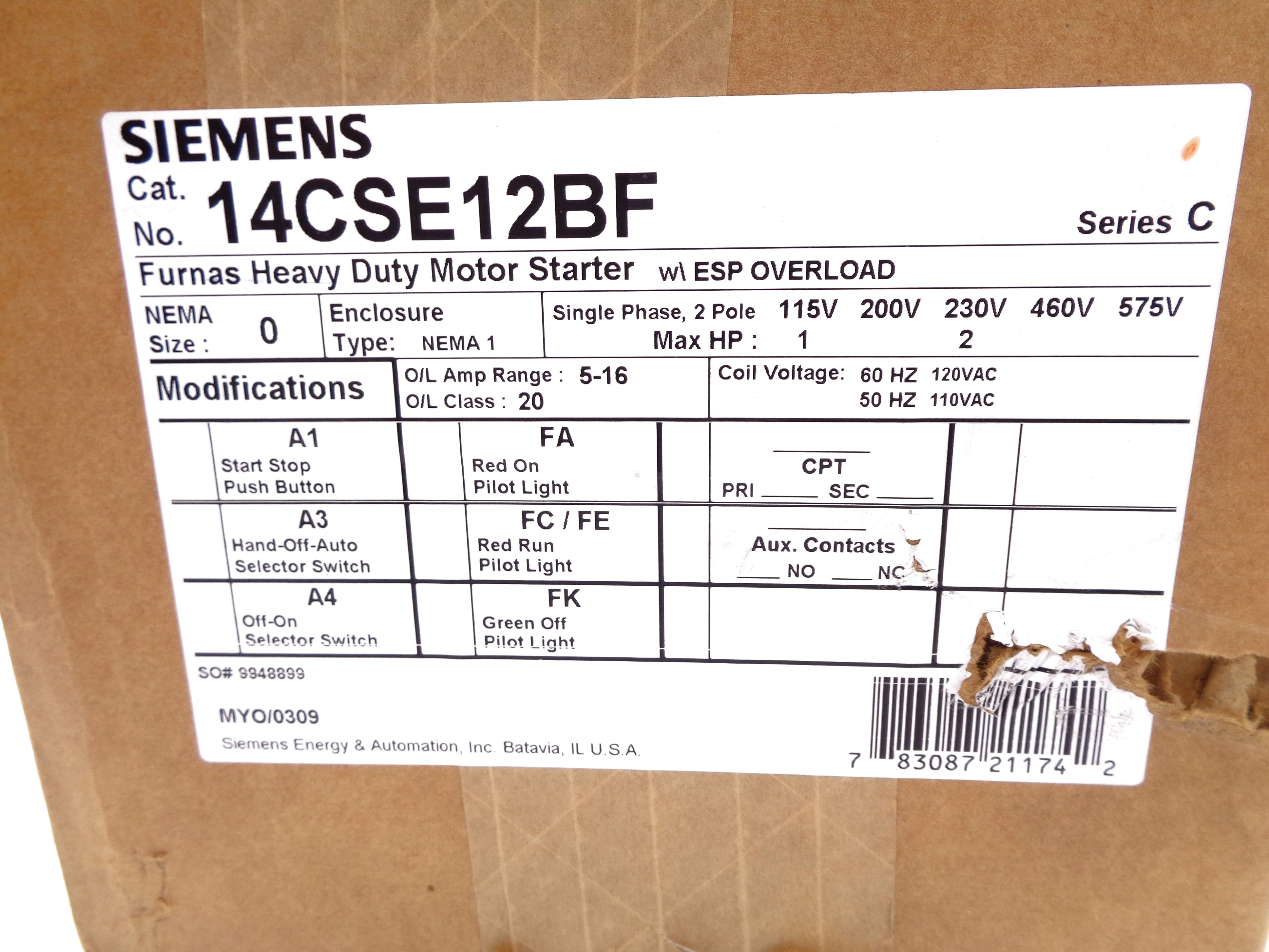 SIEMENS 14CSE12BF SER. C NSMP