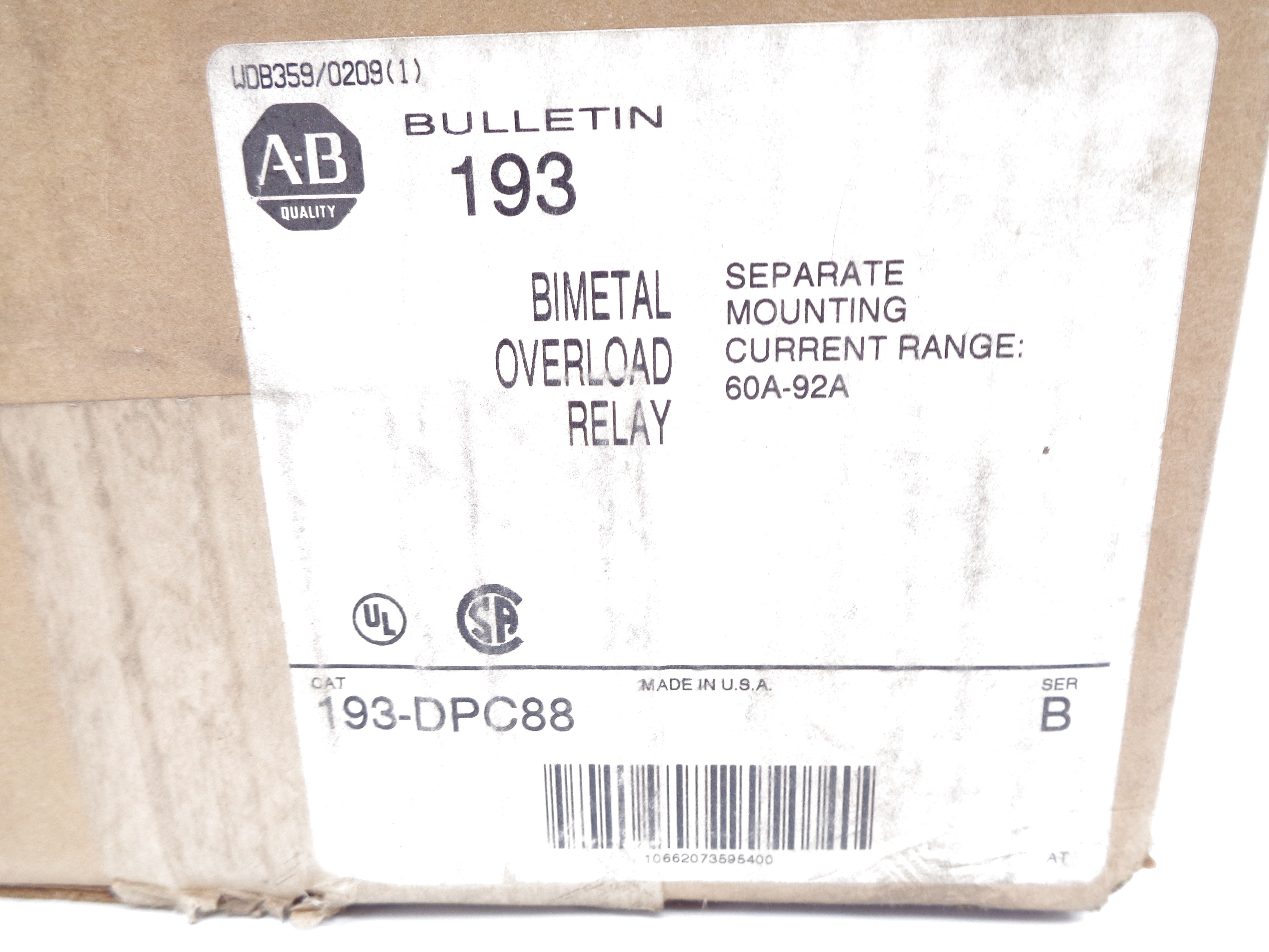 INDUSTRIAL SPARE PART 193-DPC88 SER. B 92A (BR/WH) NSMP