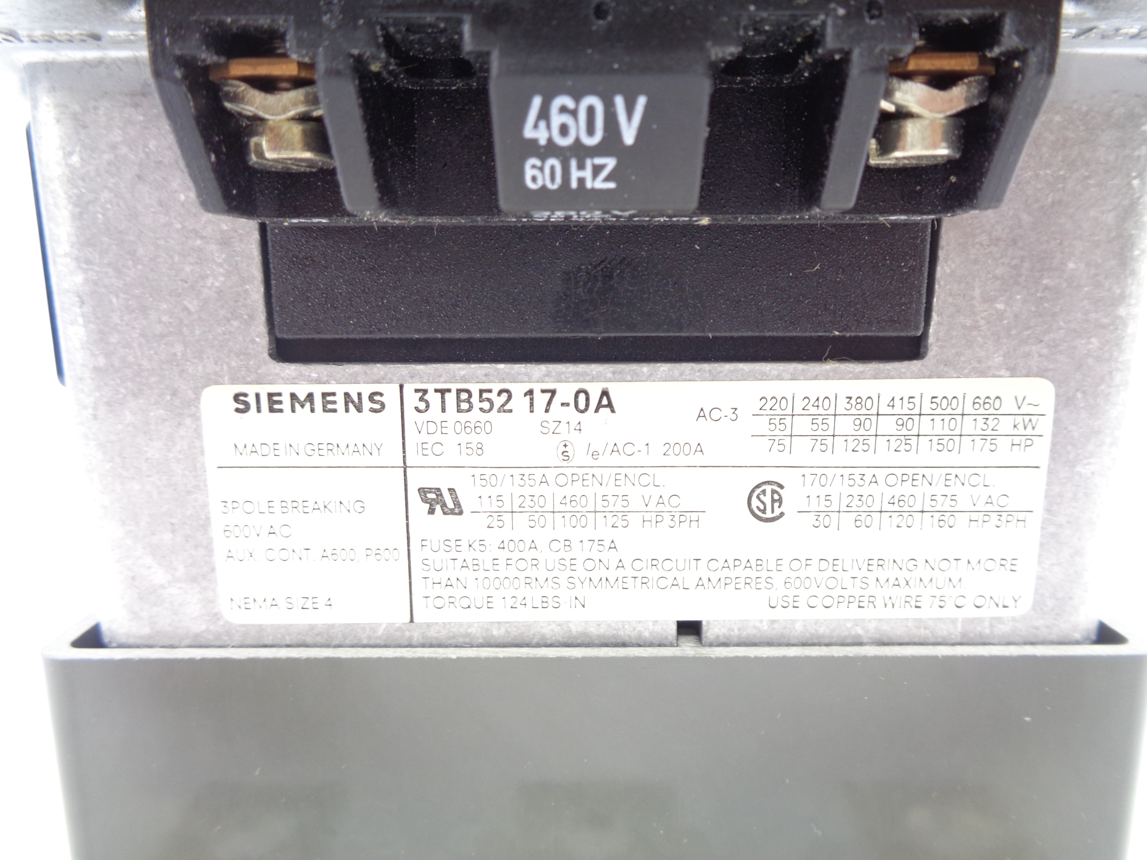 SIEMENS 3TB5217-0A 460V NSNP