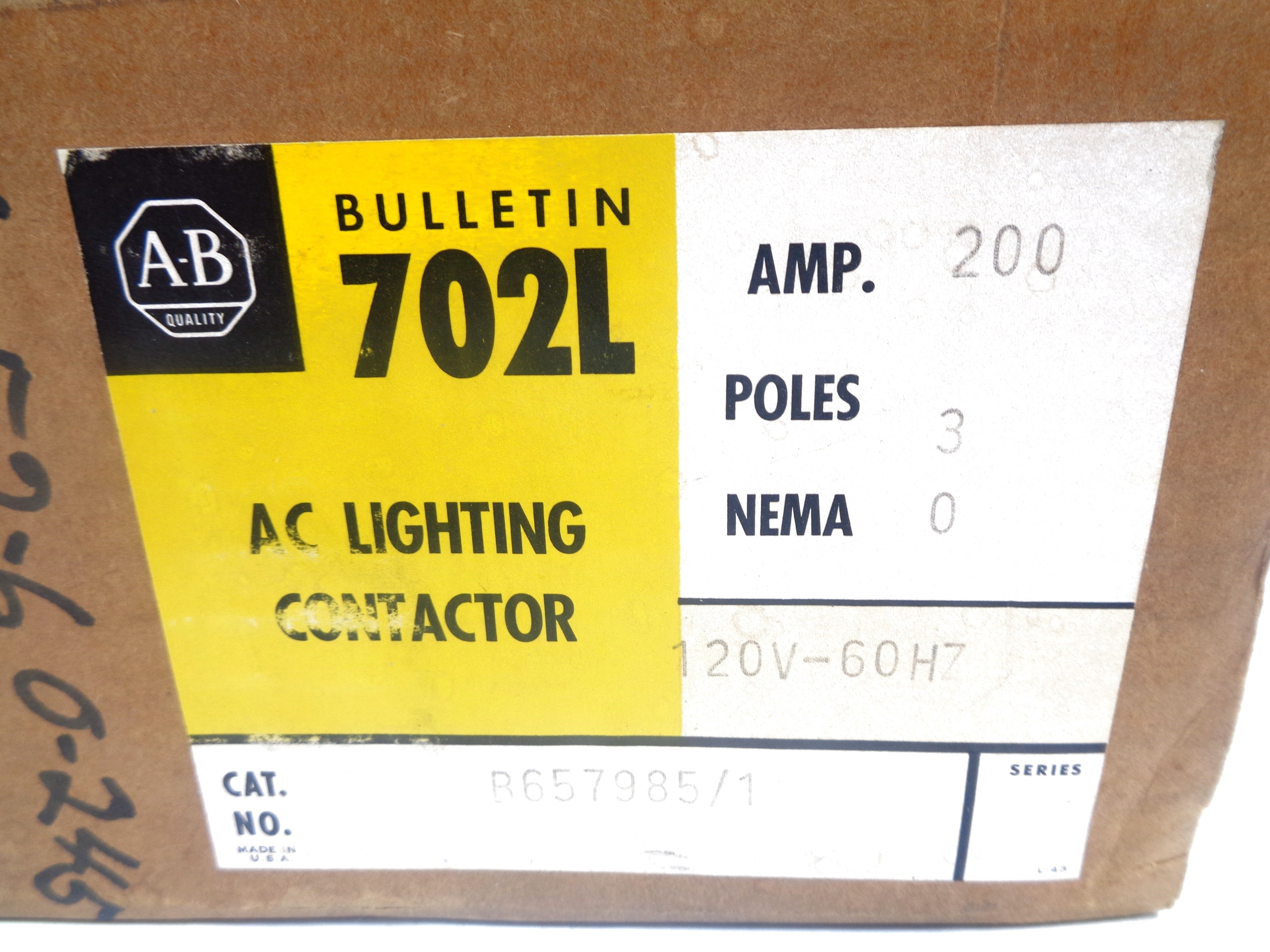 INDUSTRIAL SPARE PART 702L-B657985 SER. 1 120V (BR/YL) NSMP