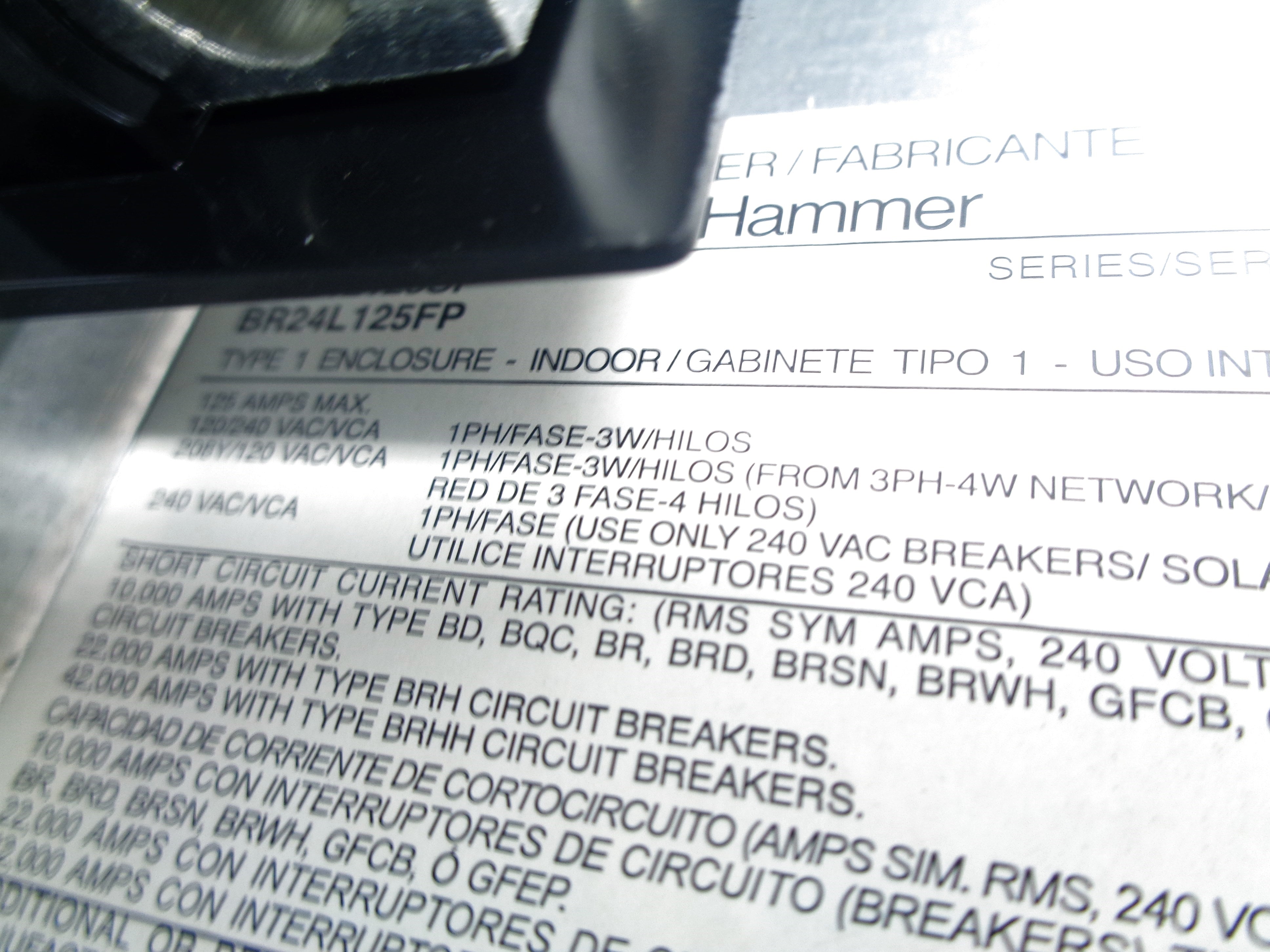 CUTLER HAMMER BR24L125SP NSMP