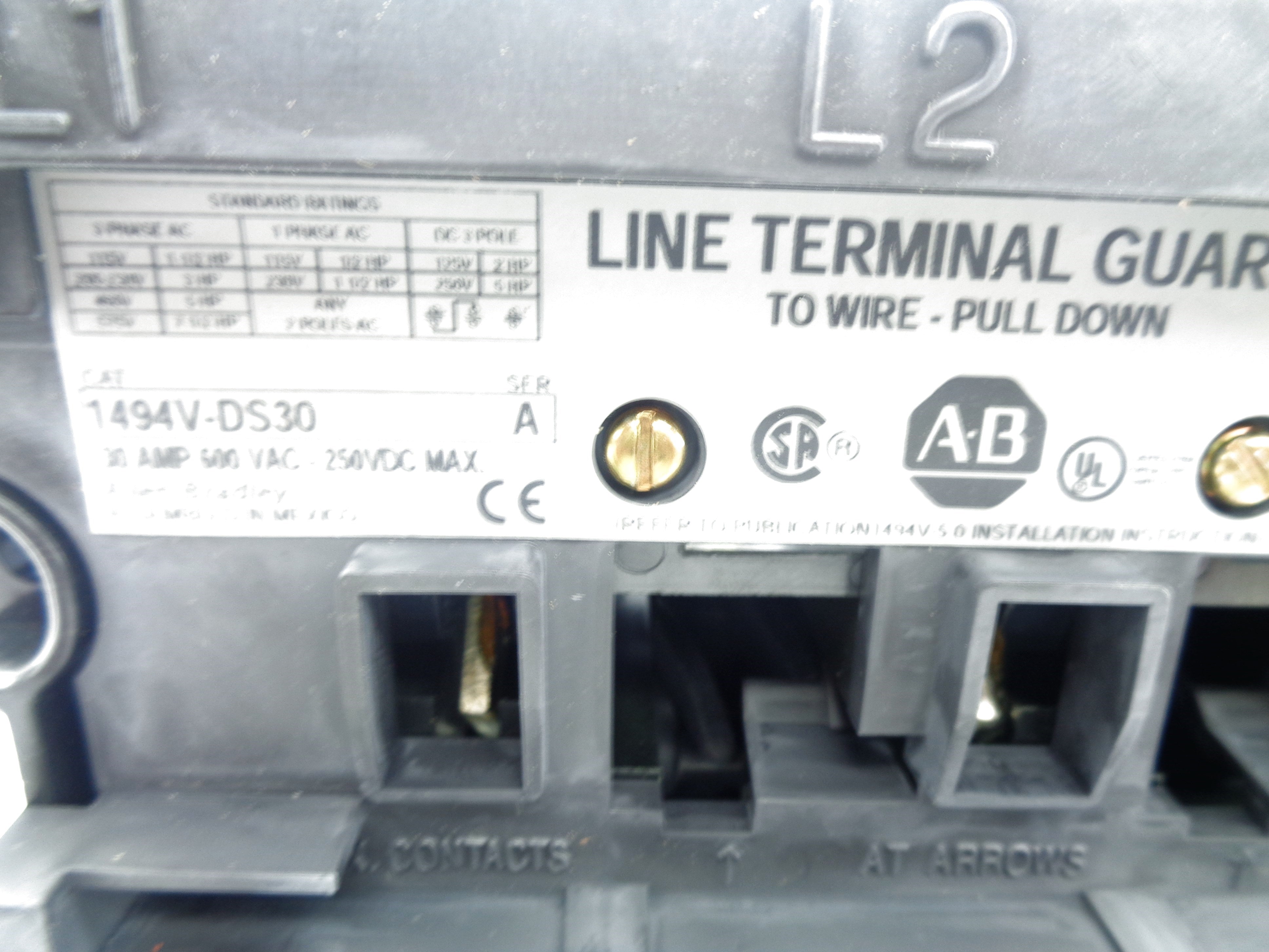 ALLEN BRADLEY 1494V-DS30 SER. A 600VAC 30A NSNP