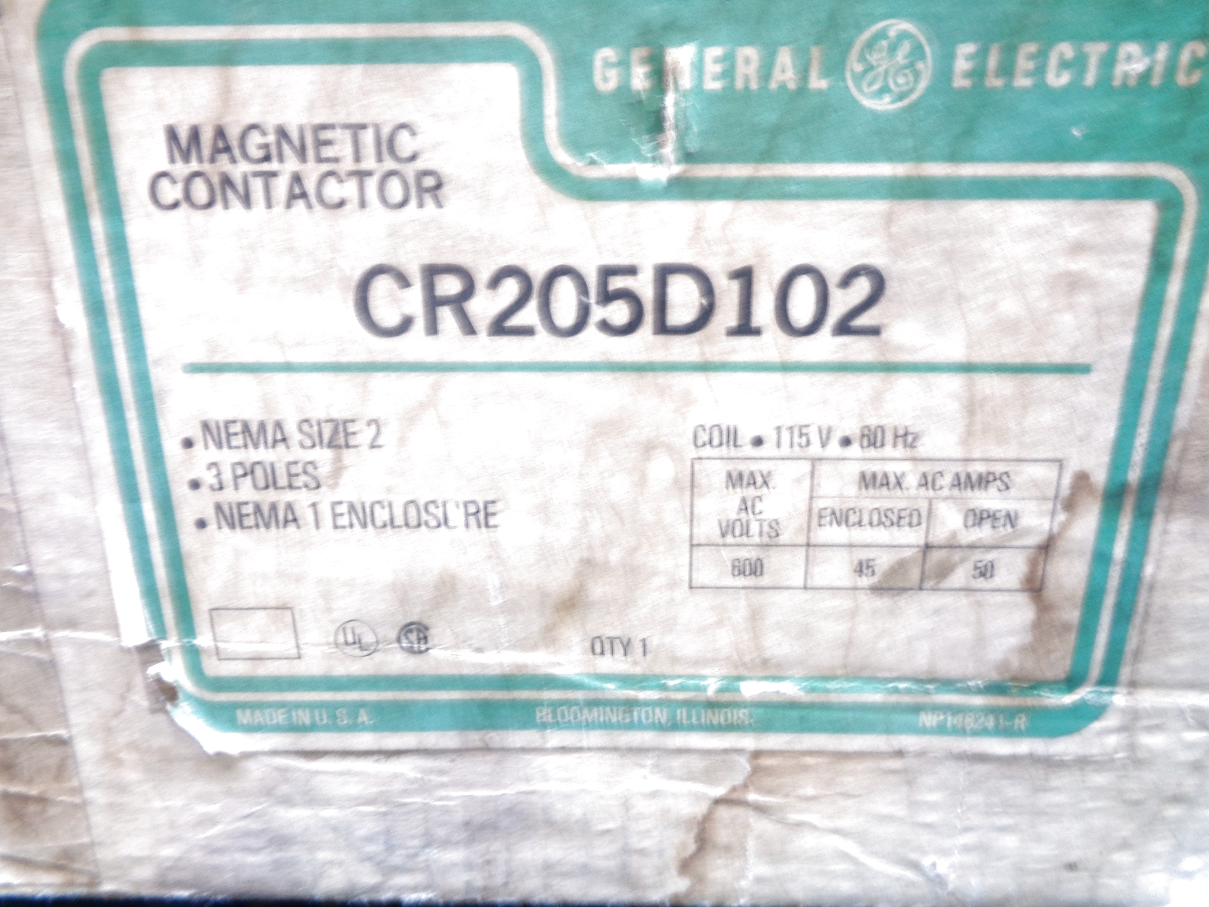 GENERAL ELECTRIC CR205D102 115V NSMP
