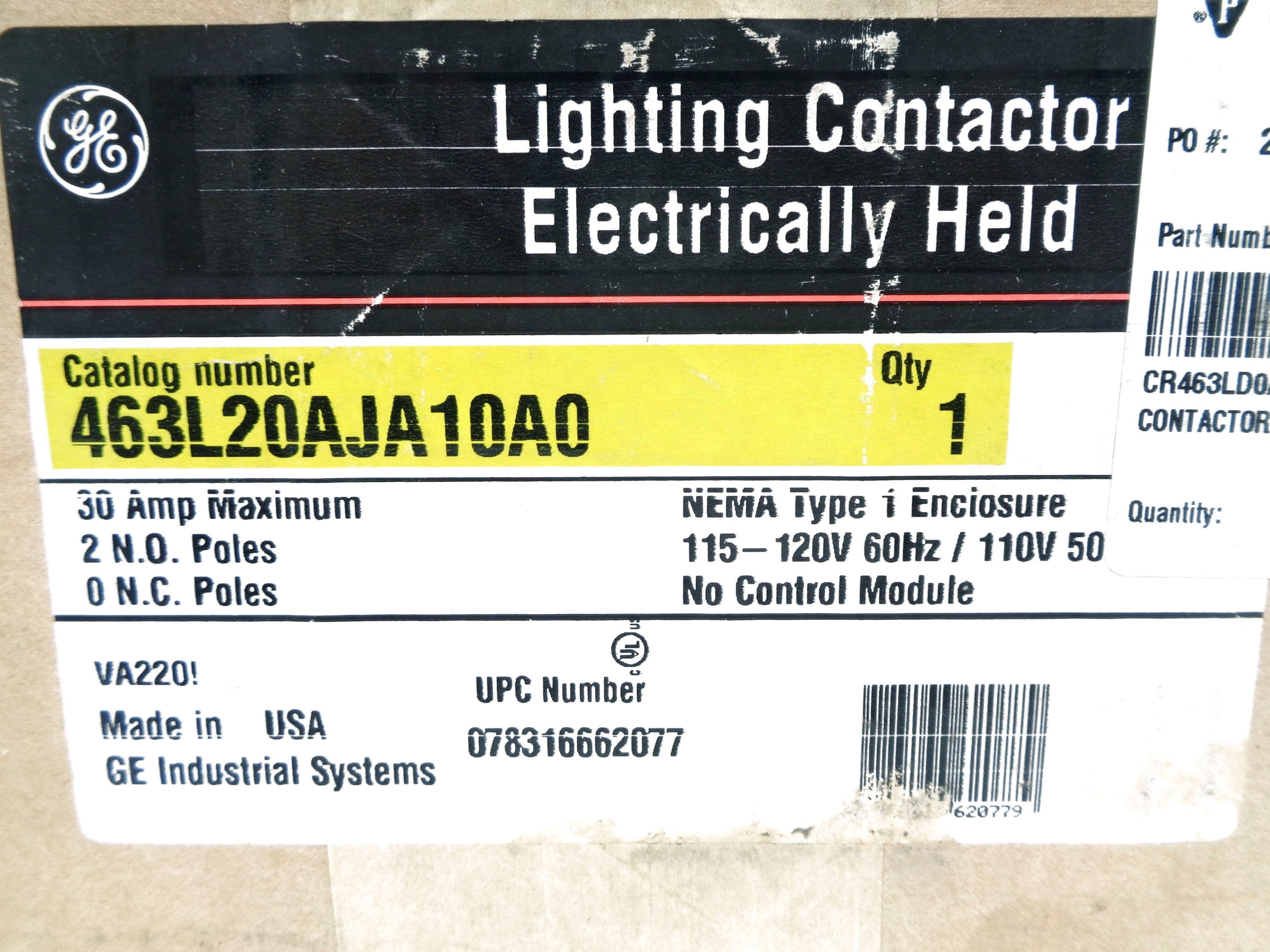 GENERAL ELECTRIC 463L20AJA10A0 120V NSMP