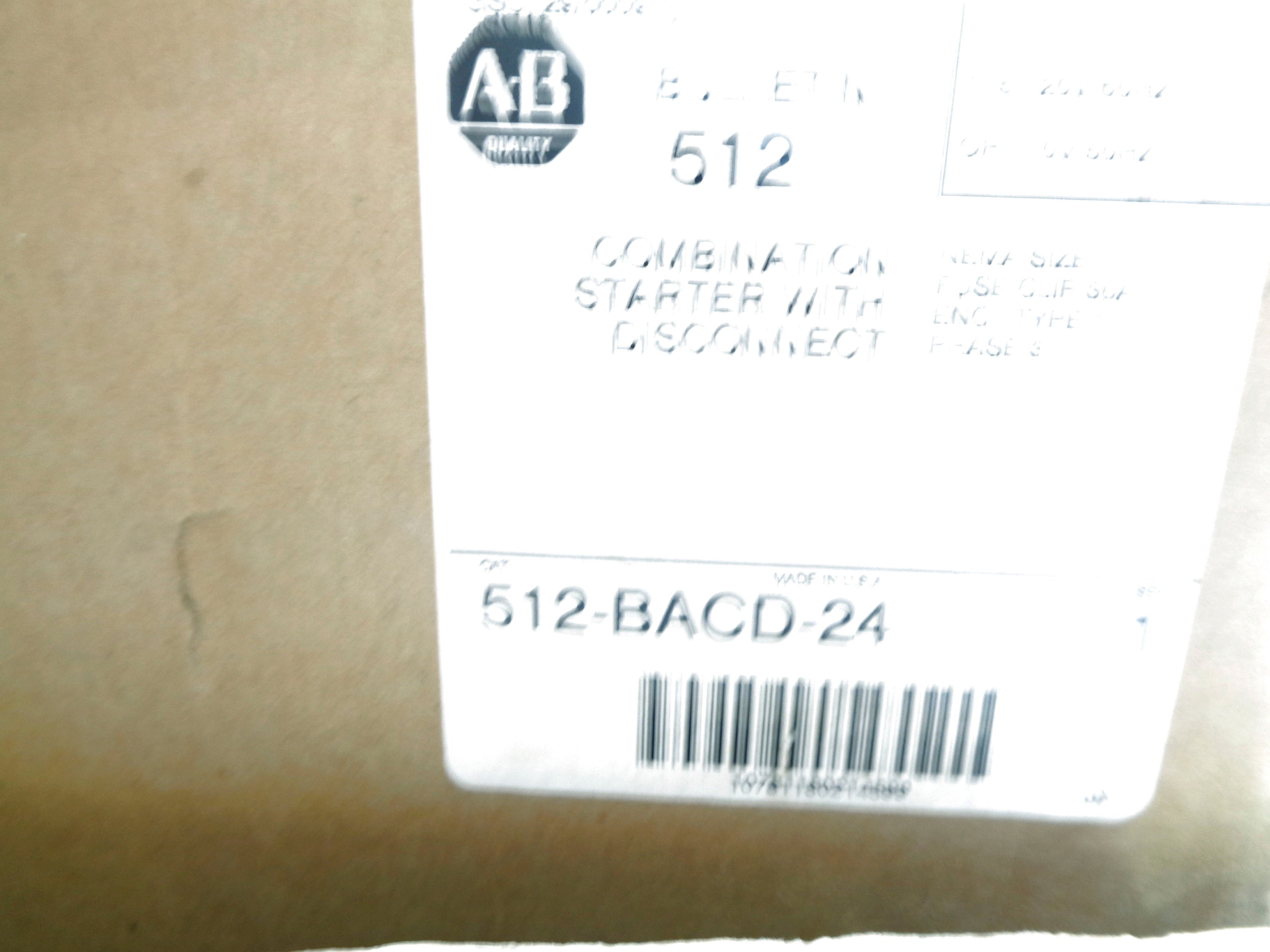 INDUSTRIAL SPARE PART 512-BACD-24 SER. 1 (BR/WH) NSMP