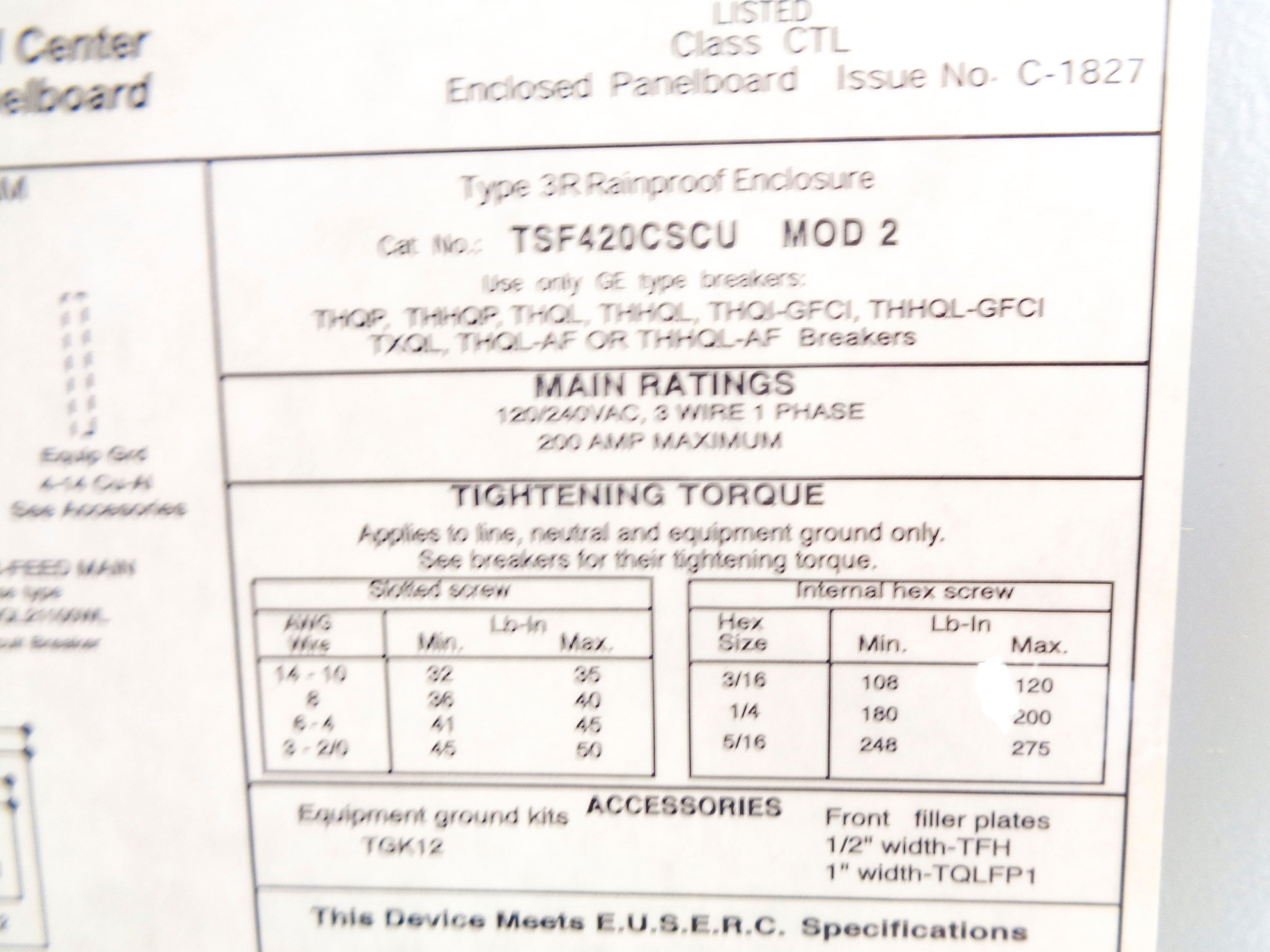 GENERAL ELECTRIC TSF420CSCU NSNP