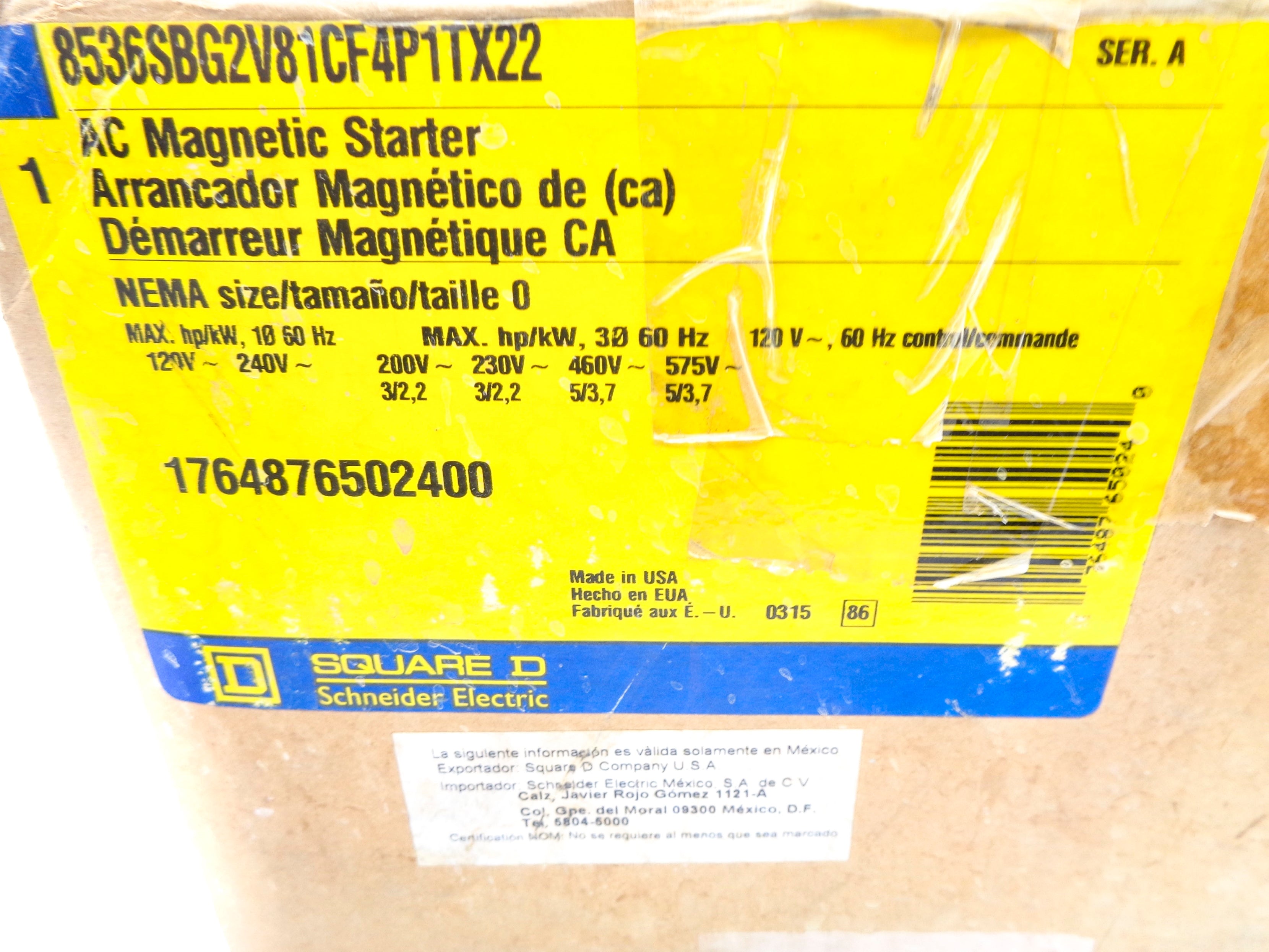 SQUARE D 8536SBG2V81CF4P1TX22 SER. A NSMP