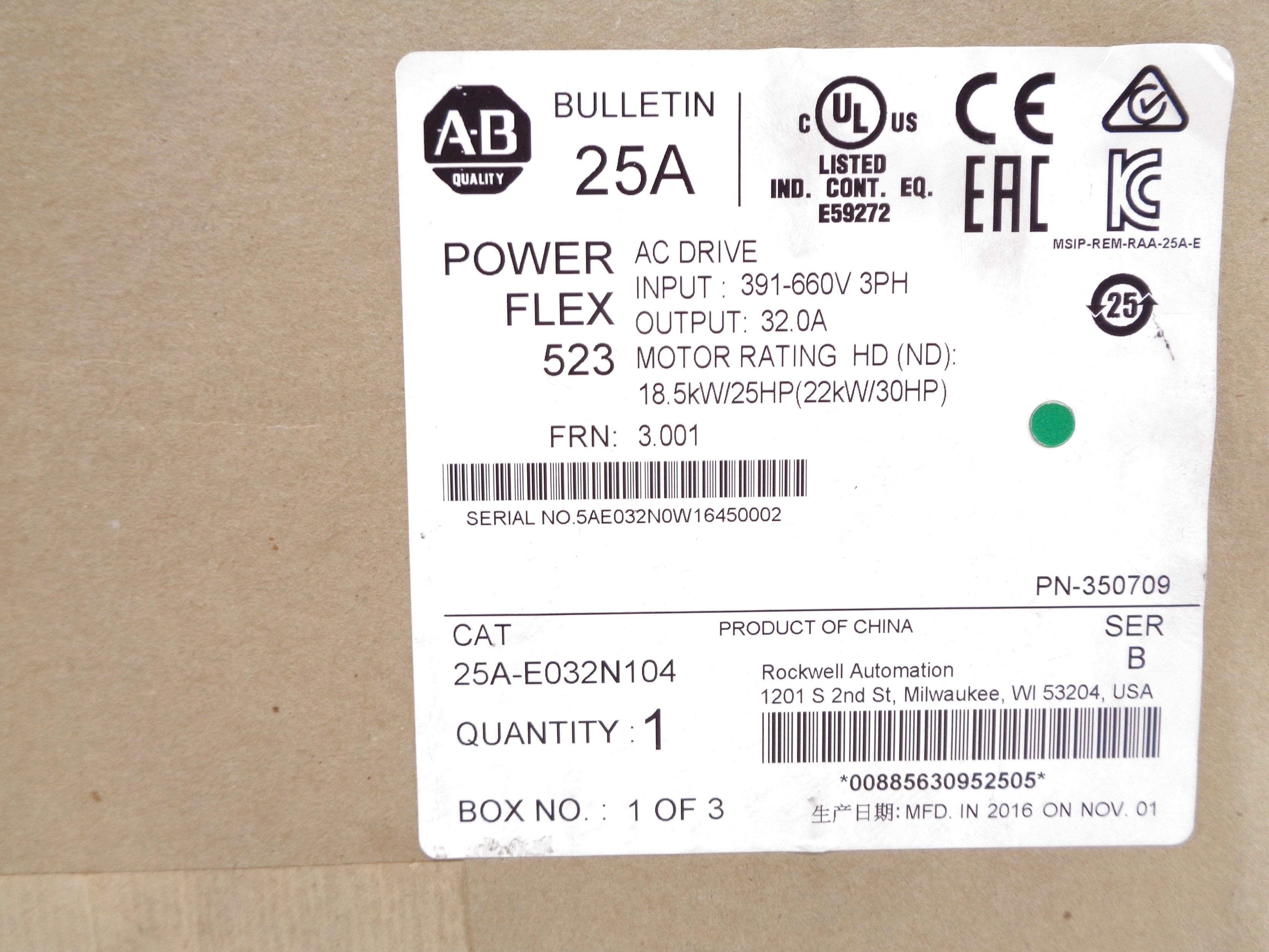 ALLEN BRADLEY 25A-E032N104 SER. B F/W 3.001 NSMP