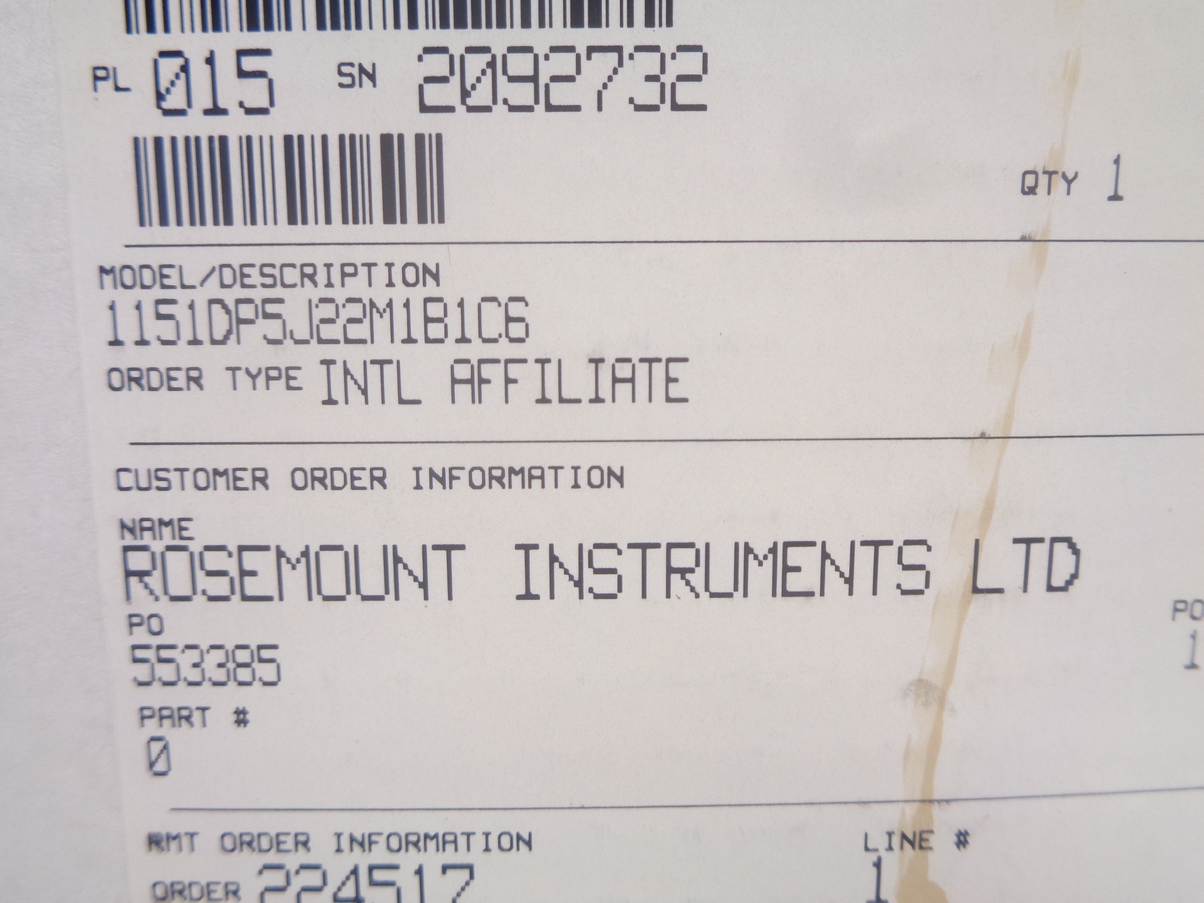 ROSEMOUNT 1151DP5J22M1B1C6 NSMP
