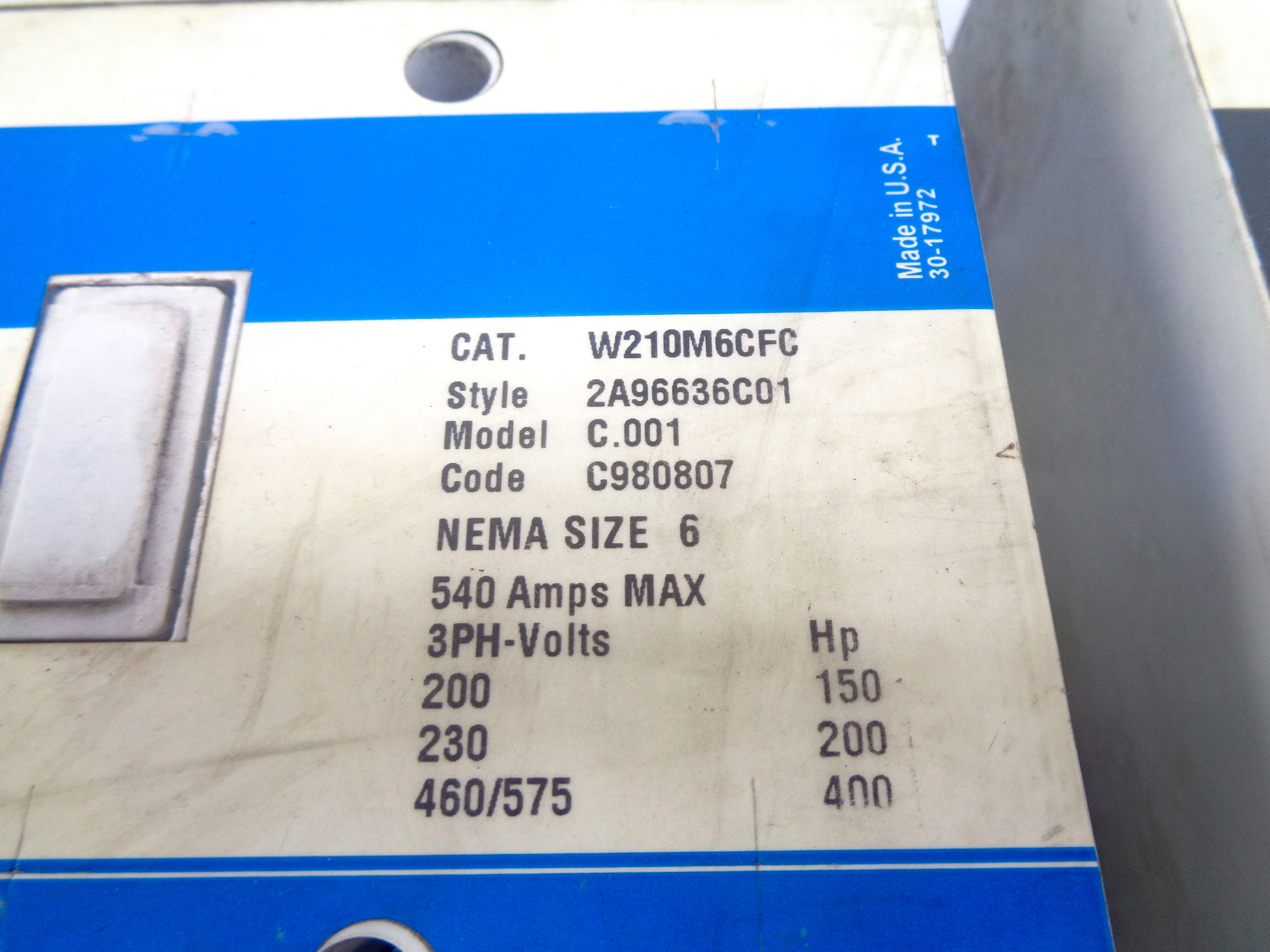 CUTLER HAMMER W210M6CFC NSNP