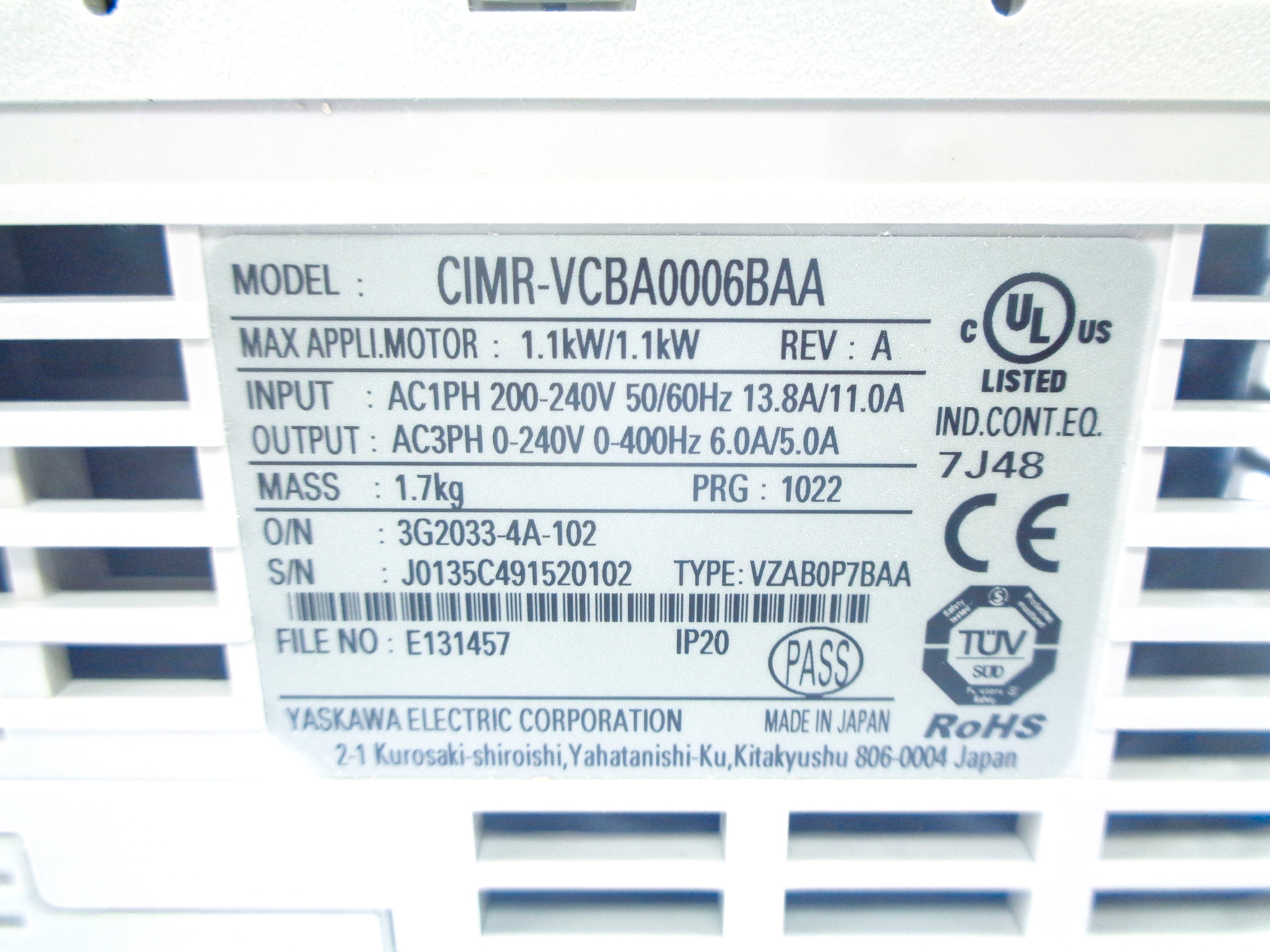 YASKAWA CIMR-VCBA0006BAA NSNP