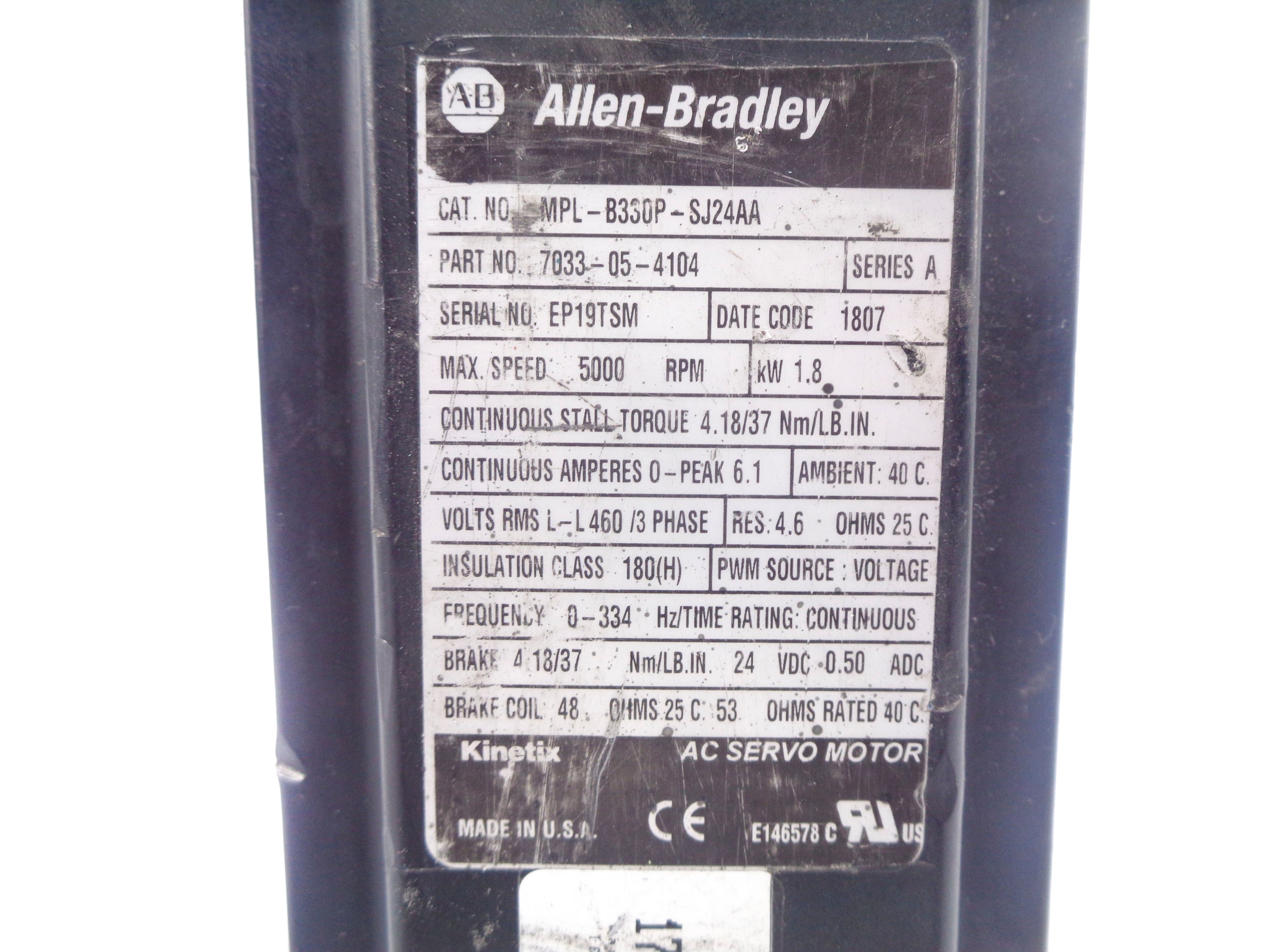 ALLEN BRADLEY MPL-B330P-SJ24AA SER. A UNMP